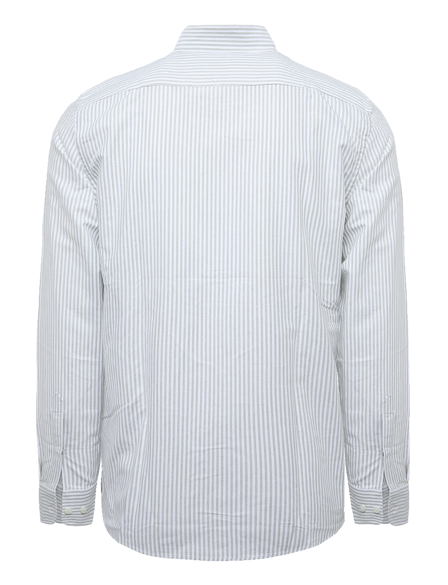 Morris - Douglas Oxford Stripe Shirt-Slim Fit - randiga skjortor - olive - 1