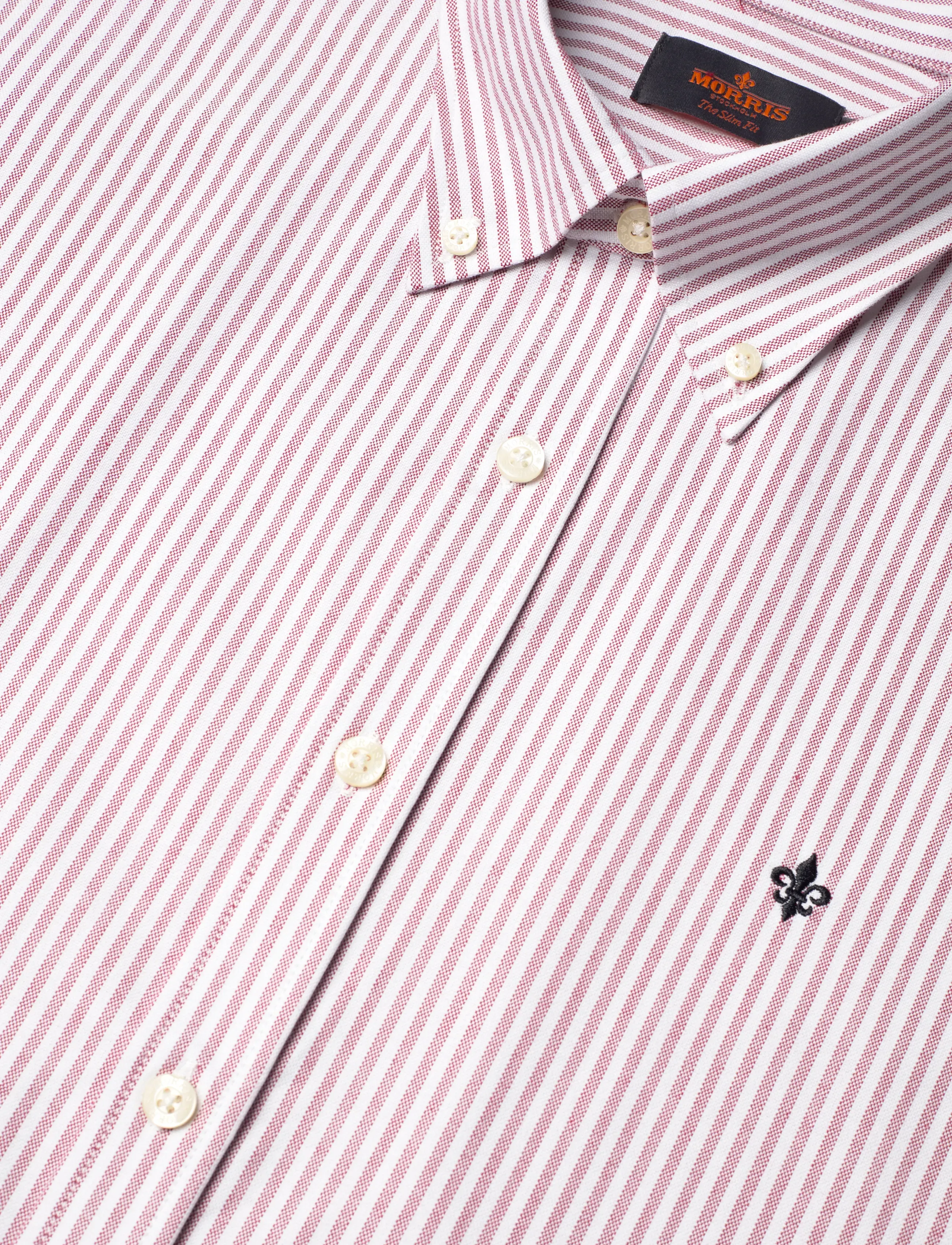 Morris - Douglas Oxford Stripe Shirt-Slim Fit - triibulised särgid - wine red - 3