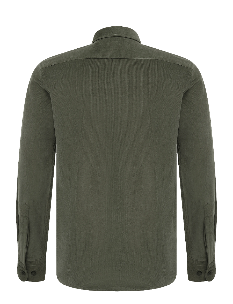 Morris - Douglas Cord Shirt-Slim Fit - velvetsärgid - olive - 1