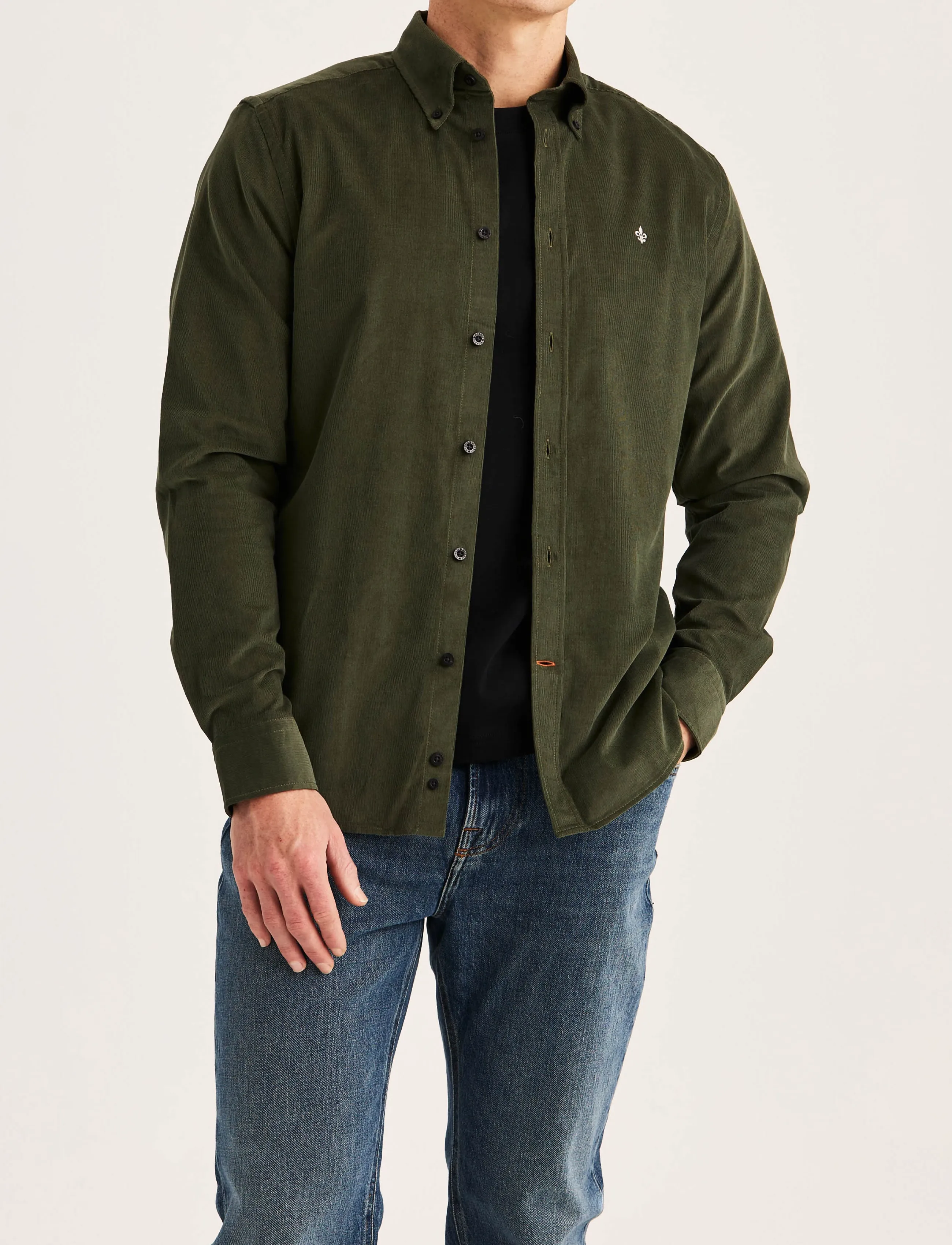 Morris - Douglas Cord Shirt-Slim Fit - olive - 2