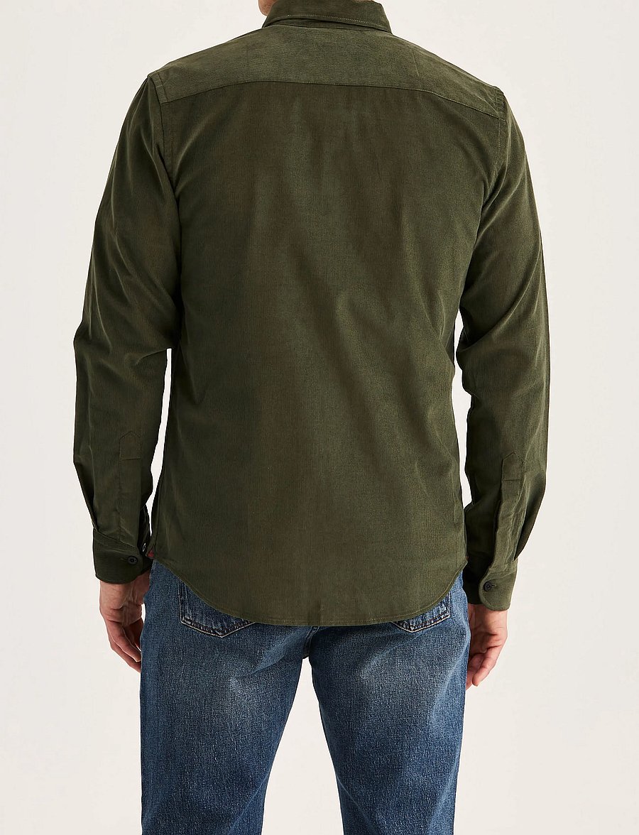 Morris - Douglas Cord Shirt-Slim Fit - velvetsärgid - olive - 4
