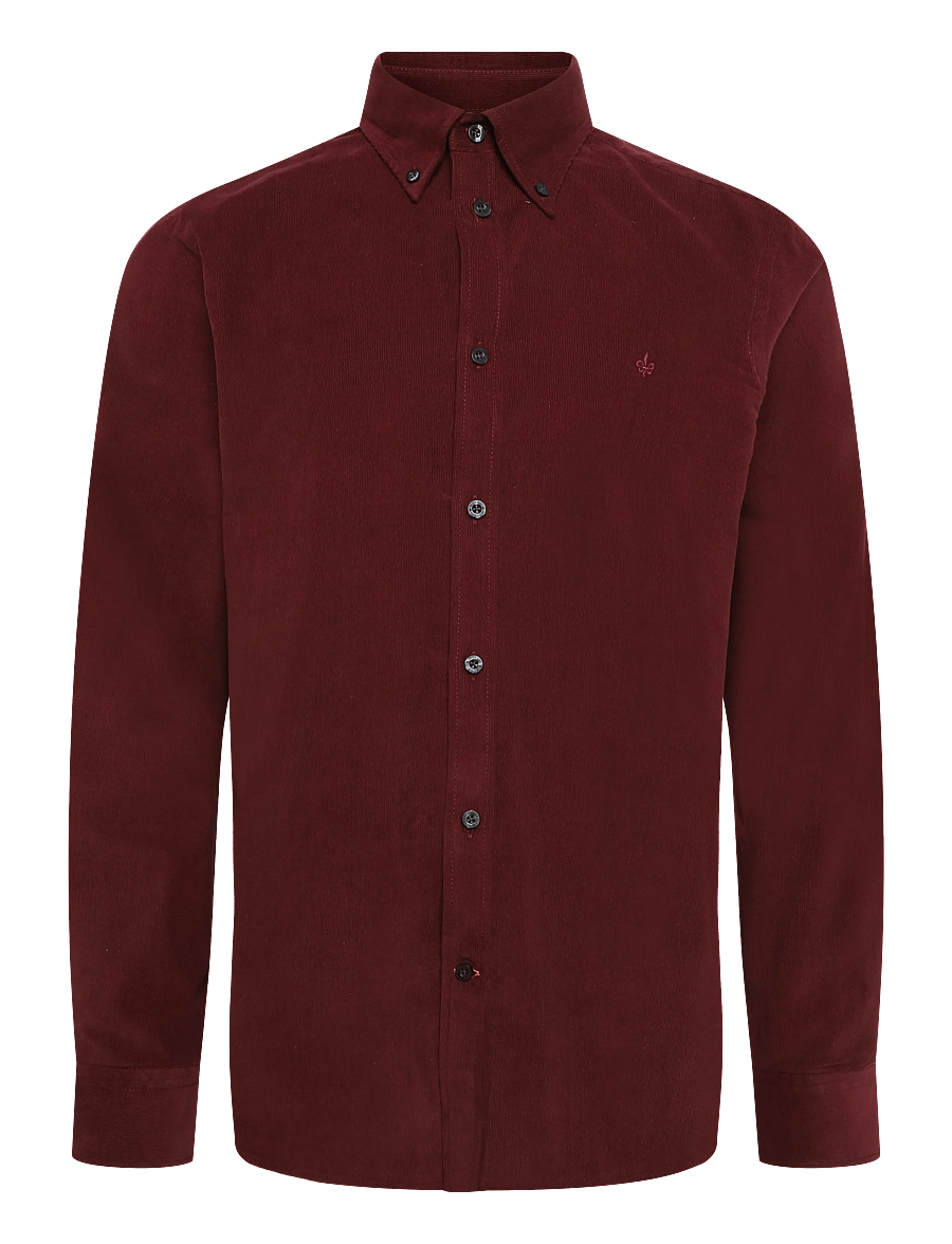 Morris - Douglas Cord Shirt-Slim Fit - fløjlsskjorter - wine red - 0
