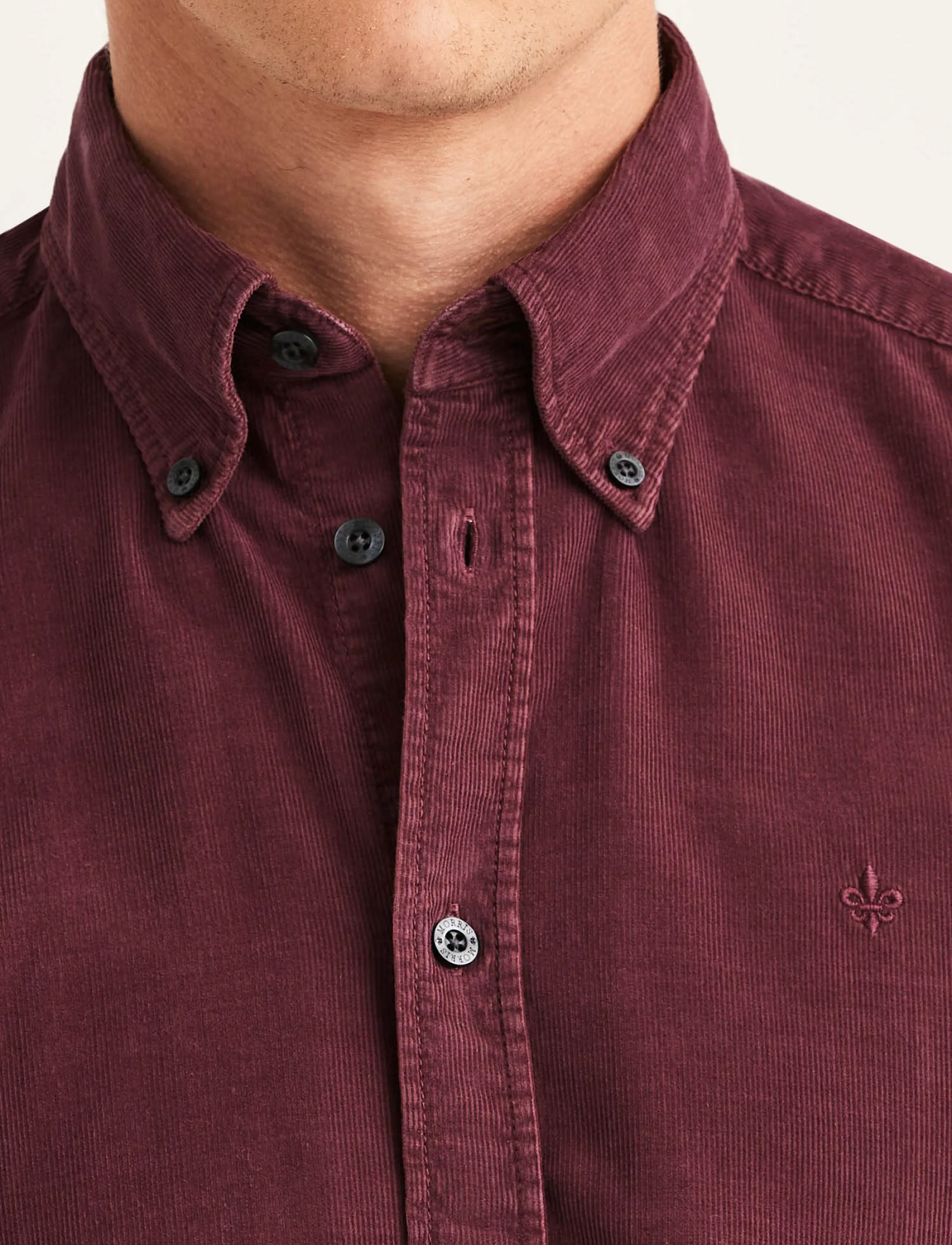 Morris - Douglas Cord Shirt-Slim Fit - fløjlsskjorter - wine red - 3