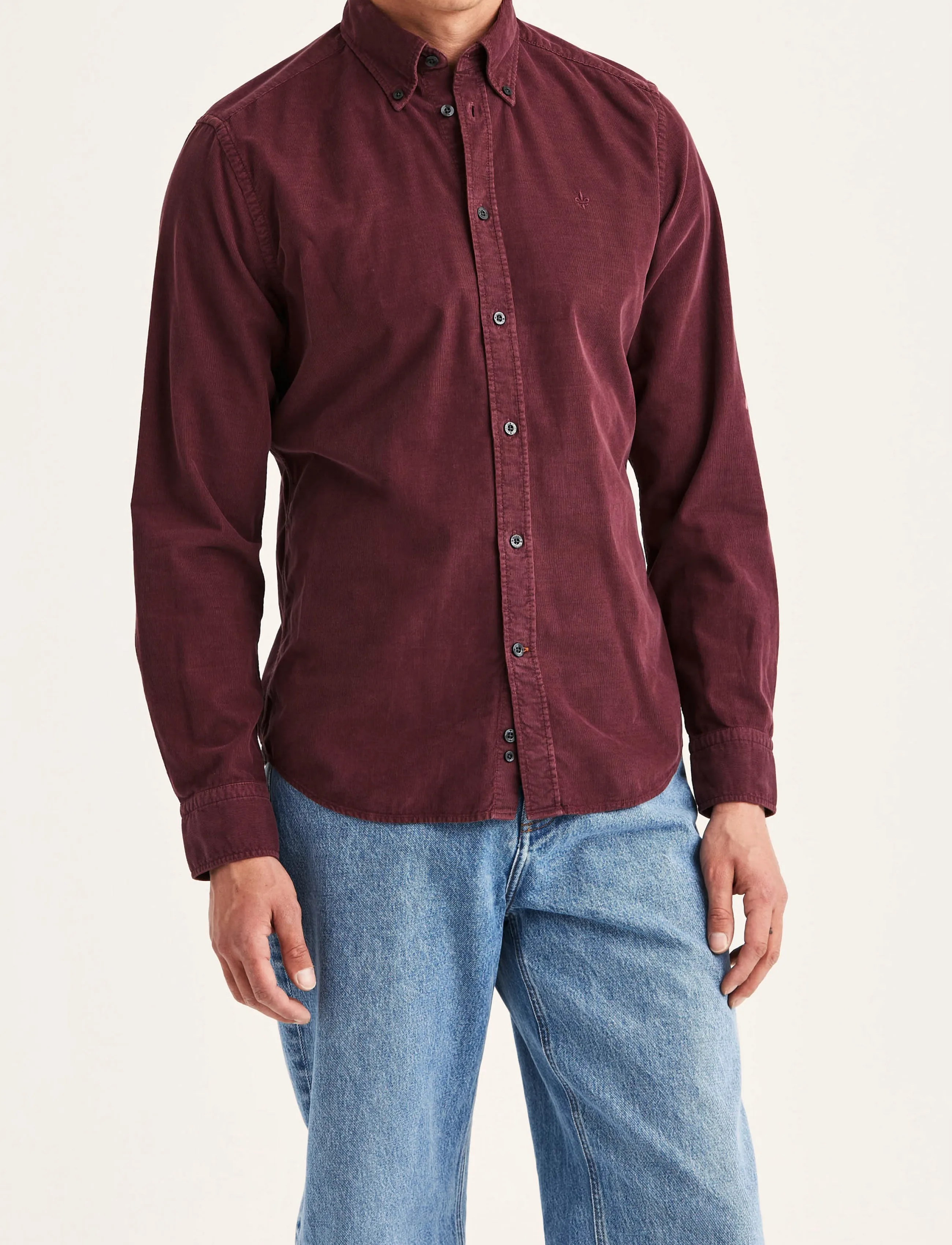 Morris - Douglas Cord Shirt-Slim Fit - fløjlsskjorter - wine red - 4