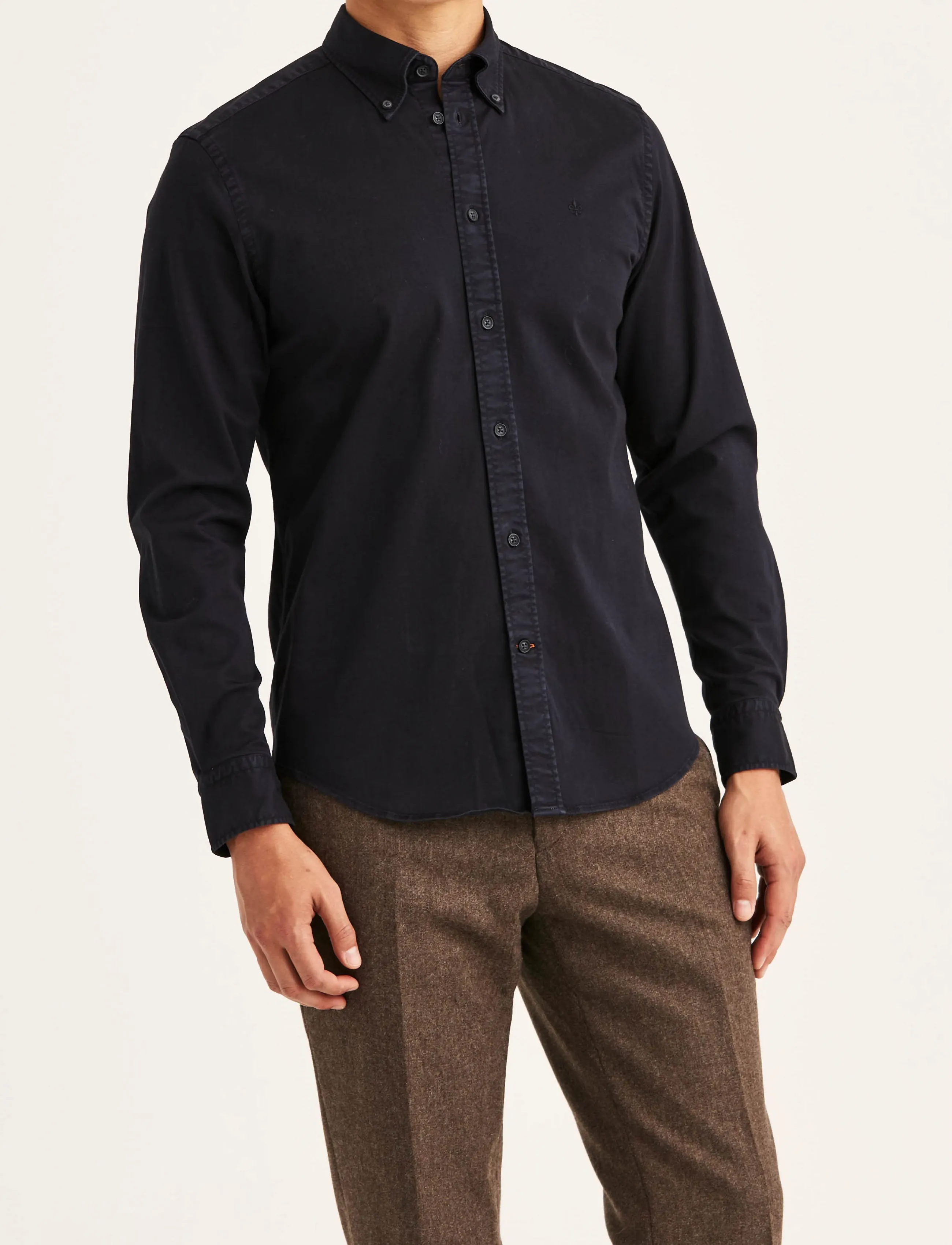 Morris Washed Twill Stretch Shirt-Slim Fit - Särgid - BLUE / navy
