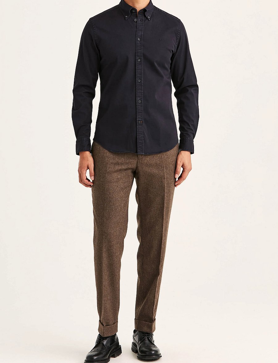 Morris - Washed Twill Stretch Shirt-Slim Fit - freizeithemden - blue - 3