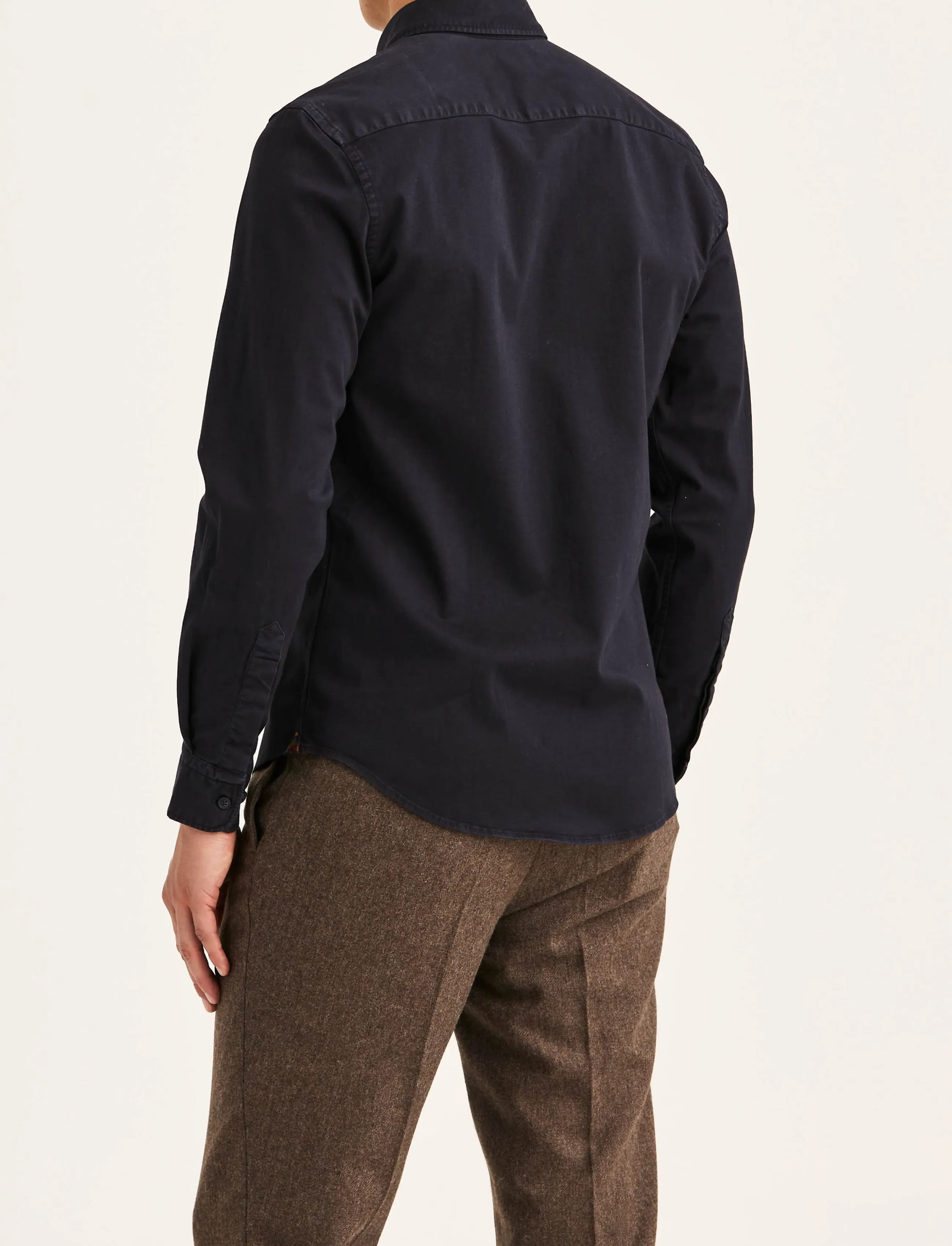 Morris - Washed Twill Stretch Shirt-Slim Fit - blue - 4