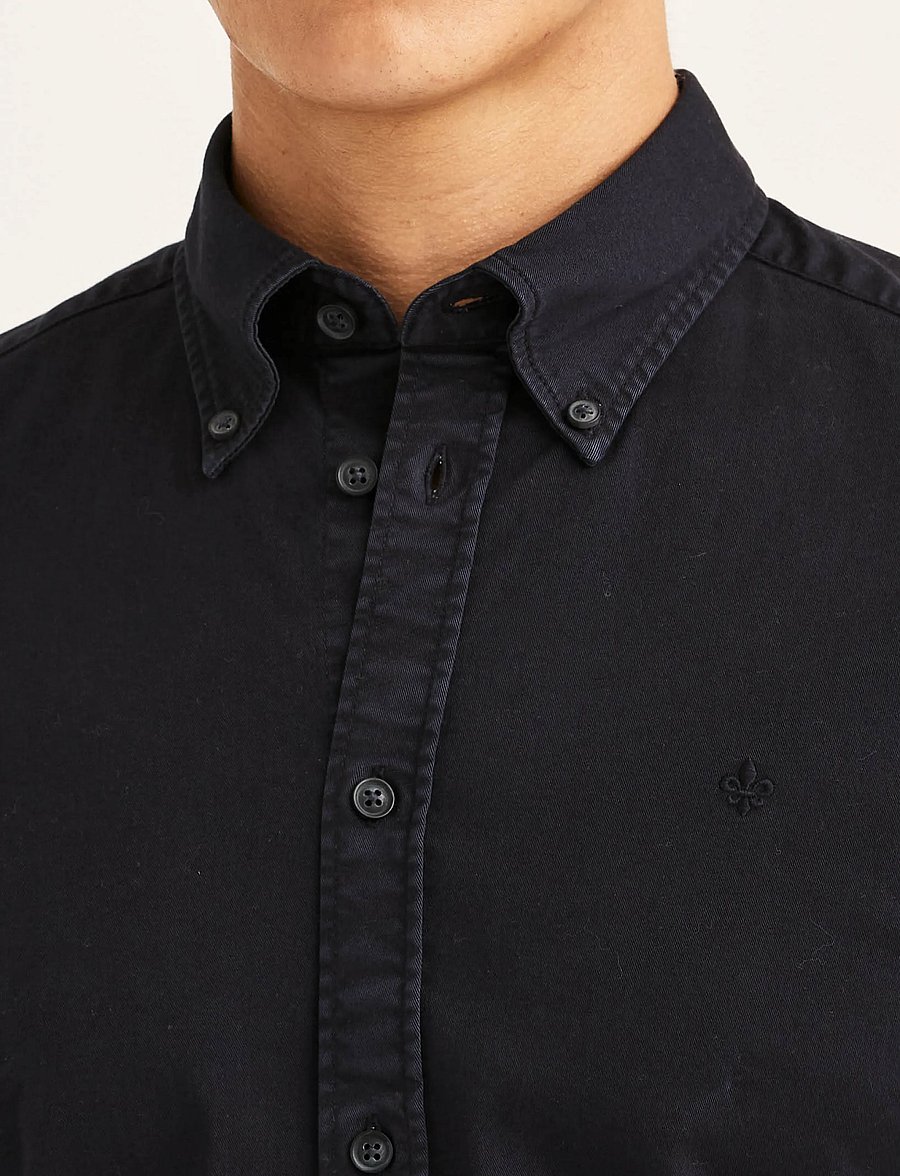 Morris - Washed Twill Stretch Shirt-Slim Fit - freizeithemden - blue - 5