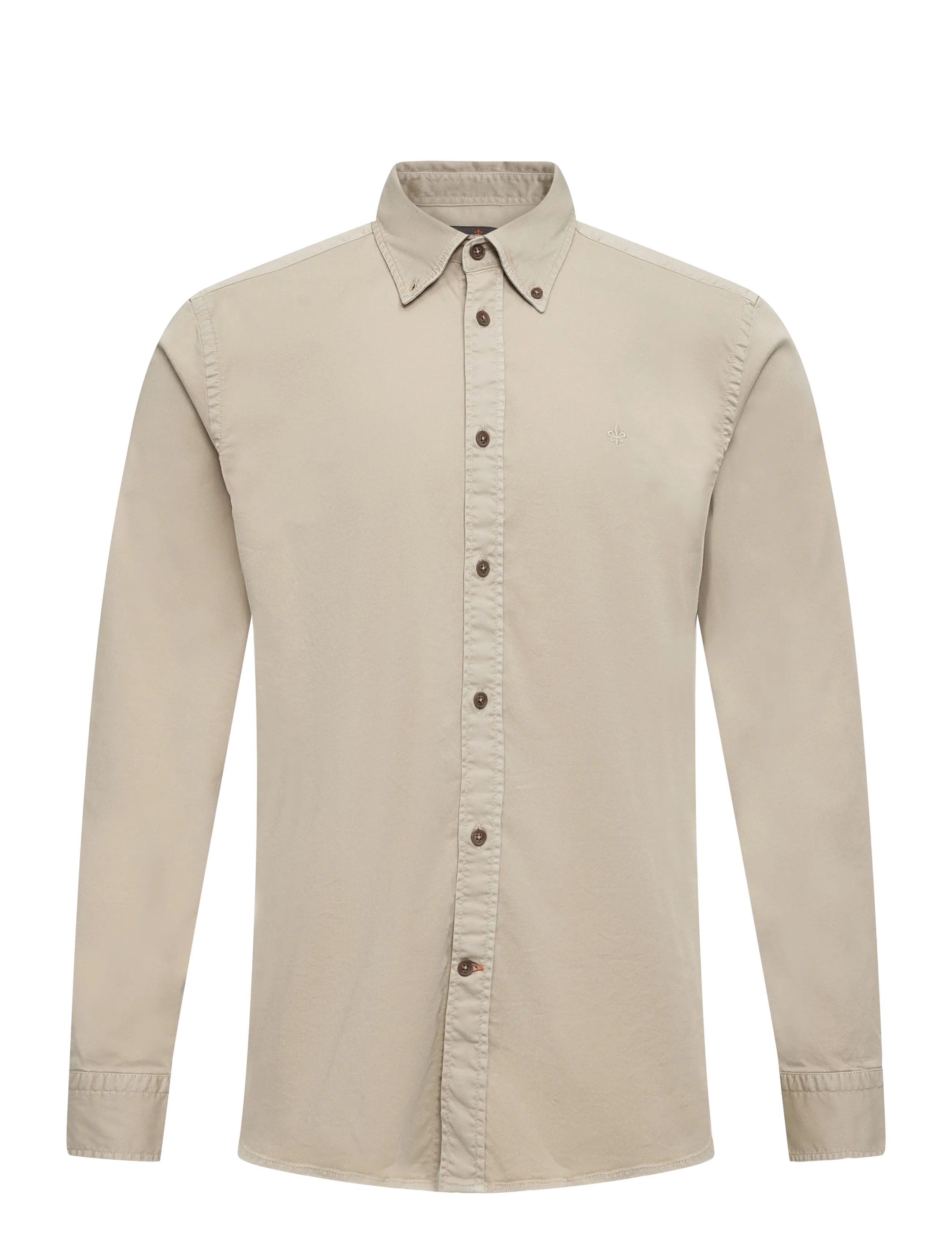 Morris - Washed Twill Stretch Shirt-Slim Fit - khaki - 1