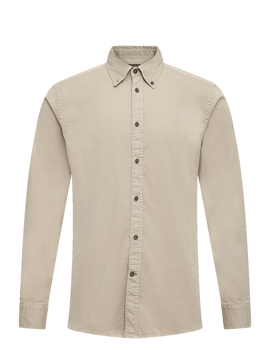 Morris - Washed Twill Stretch Shirt-Slim Fit - freizeithemden - khaki - 1