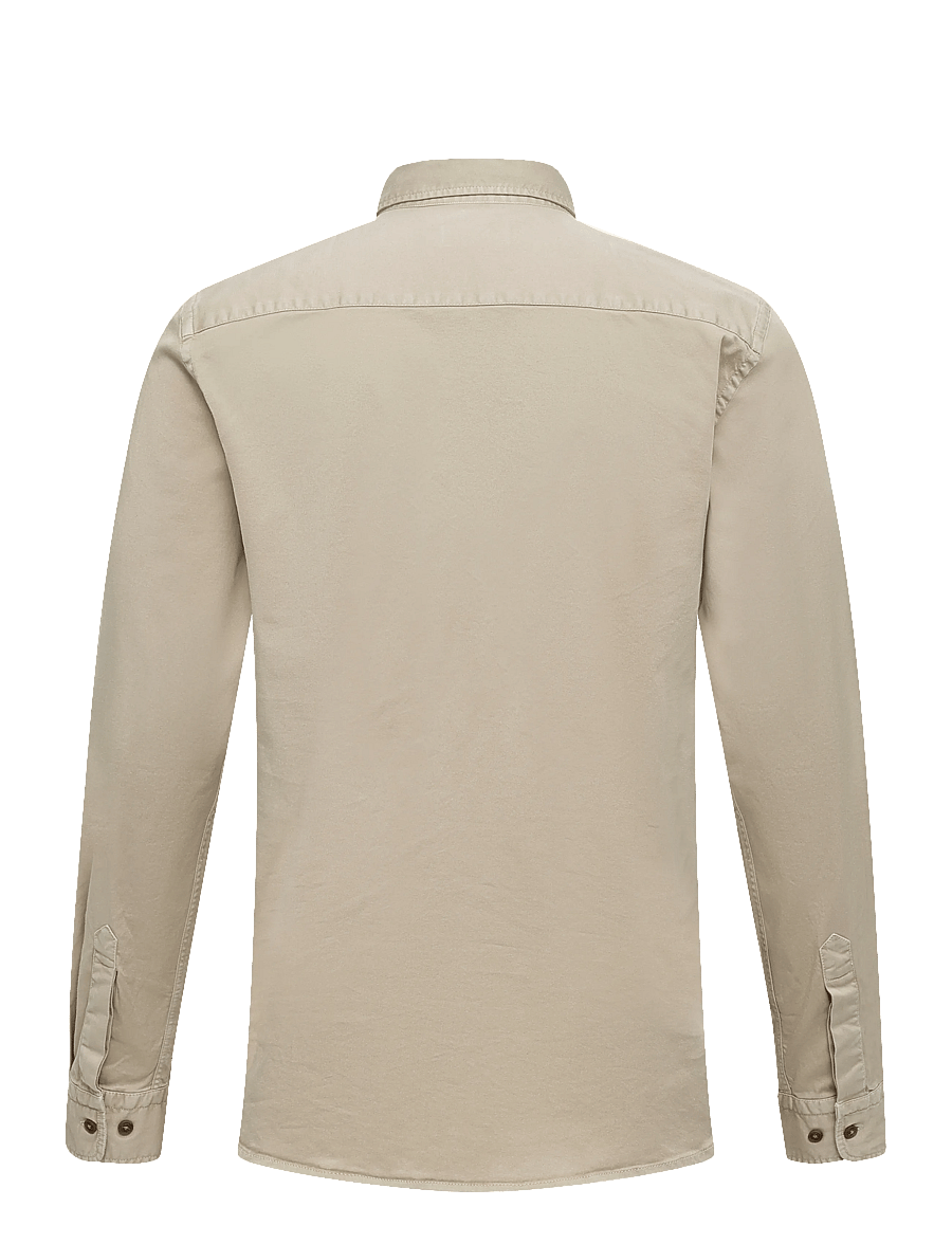 Morris - Washed Twill Stretch Shirt-Slim Fit - freizeithemden - khaki - 2