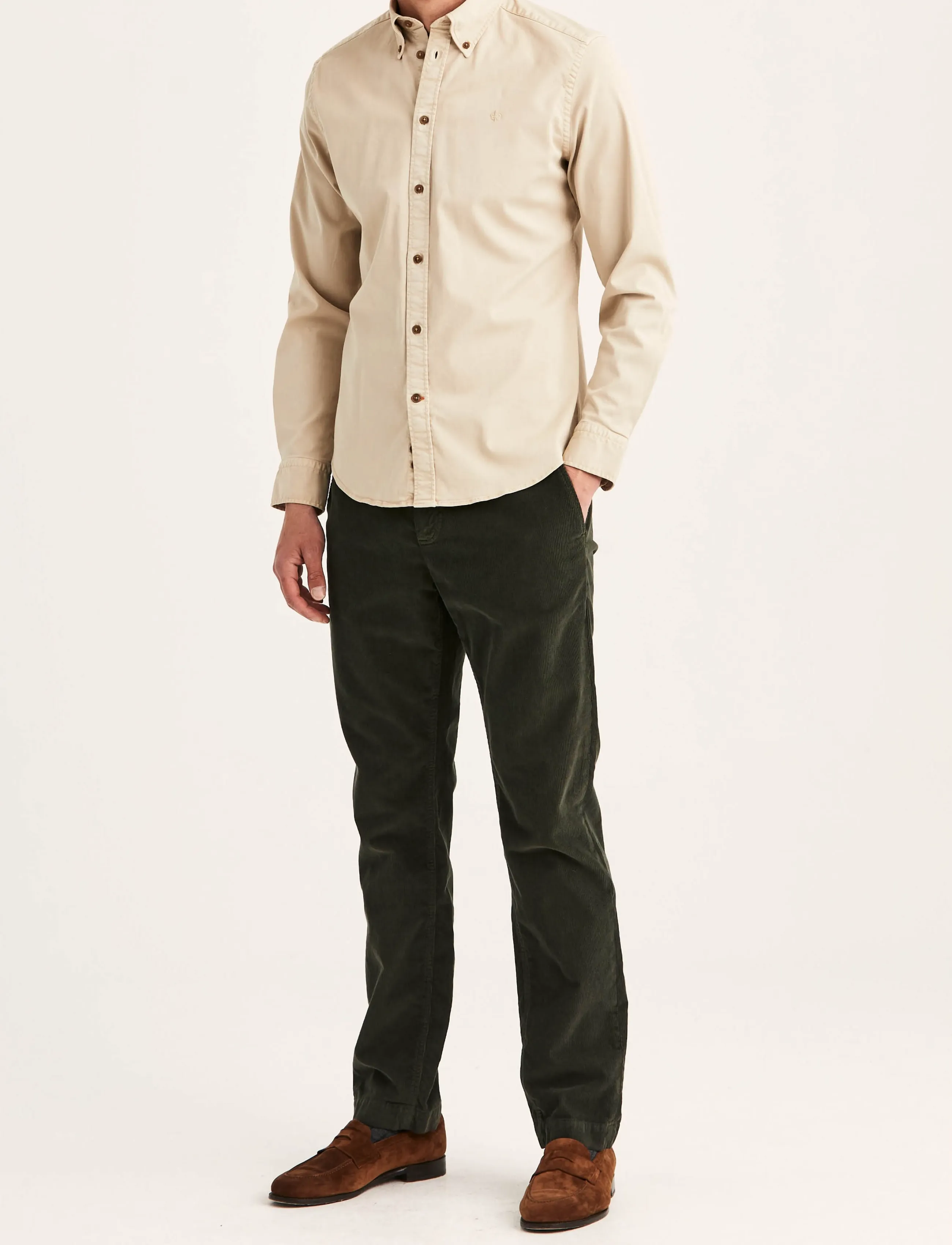 Morris - Washed Twill Stretch Shirt-Slim Fit - khaki - 3