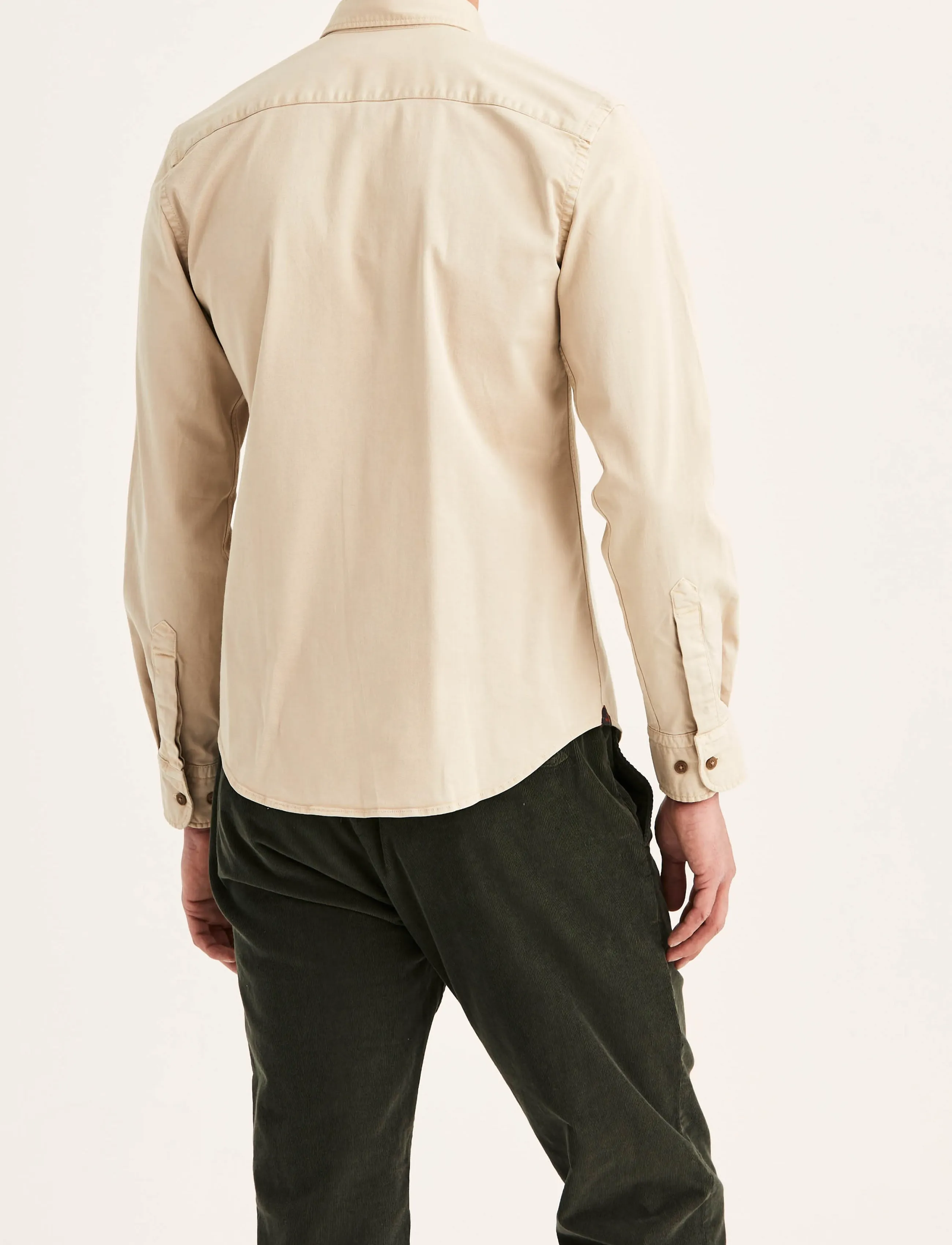 Morris - Washed Twill Stretch Shirt-Slim Fit - khaki - 4