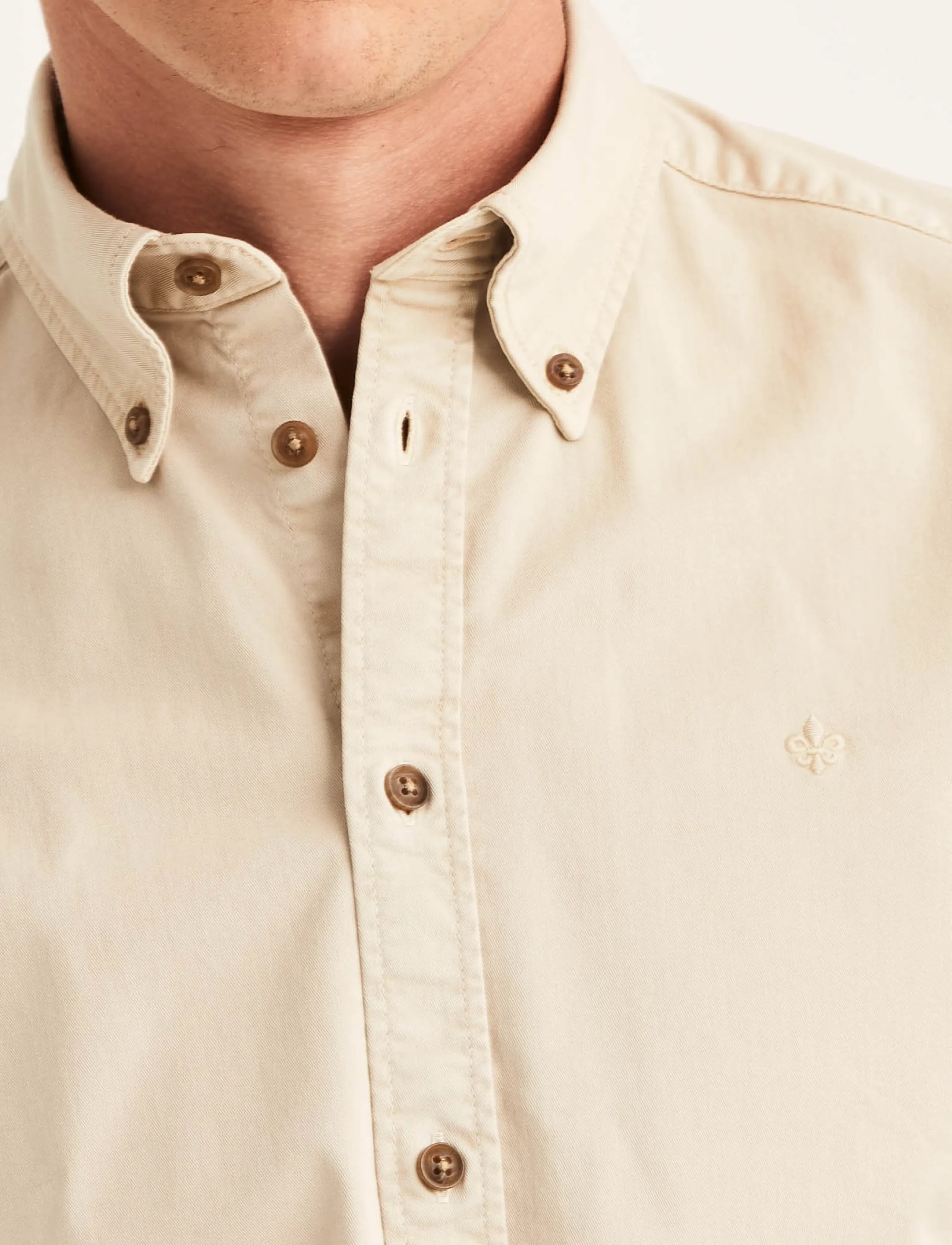 Morris - Washed Twill Stretch Shirt-Slim Fit - khaki - 5