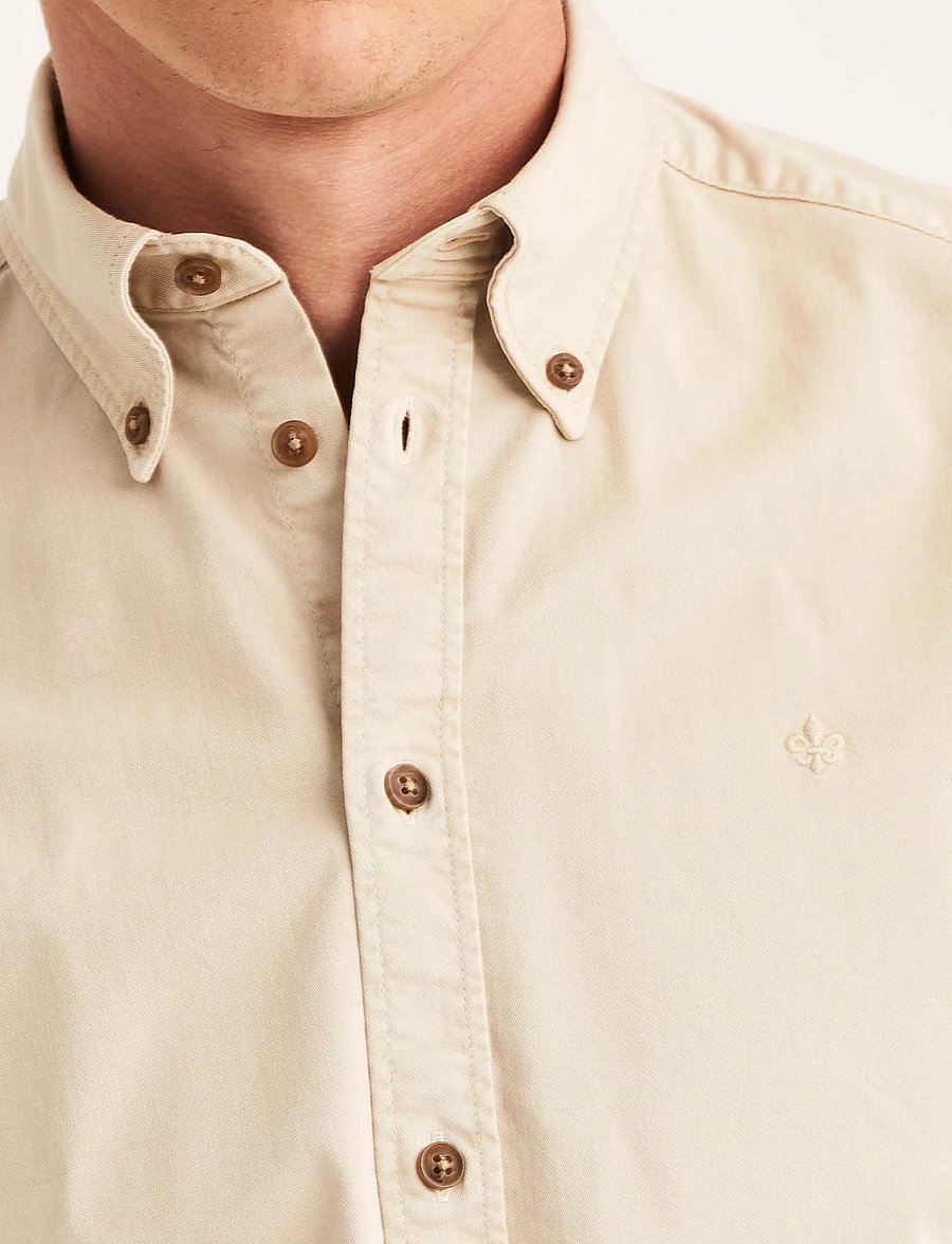 Morris - Washed Twill Stretch Shirt-Slim Fit - freizeithemden - khaki - 5