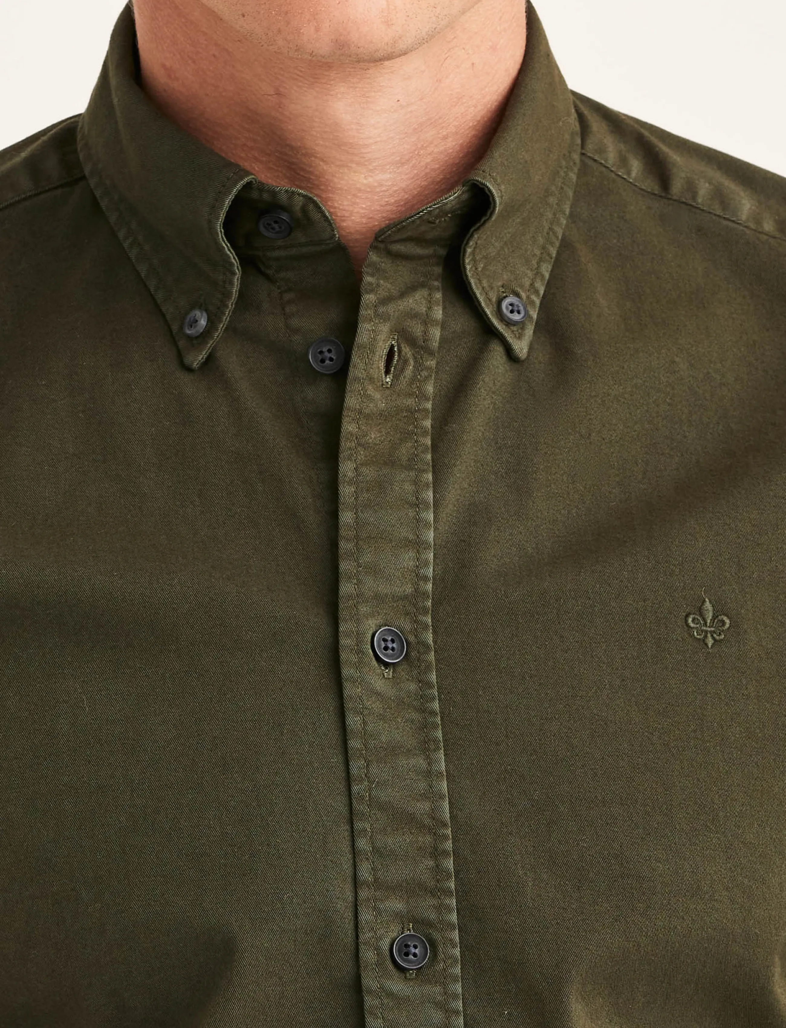 Morris - Washed Twill Stretch Shirt-Slim Fit - olive - 5