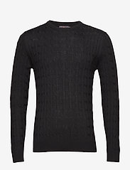 Morris - Merino Cable Oneck - basic shirts - black - 0