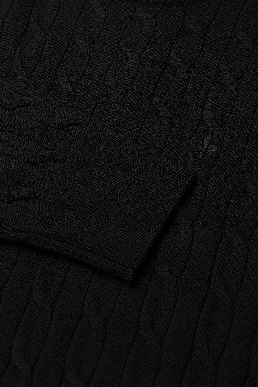 Morris - Merino Cable Oneck - rundhalsad - black - 2