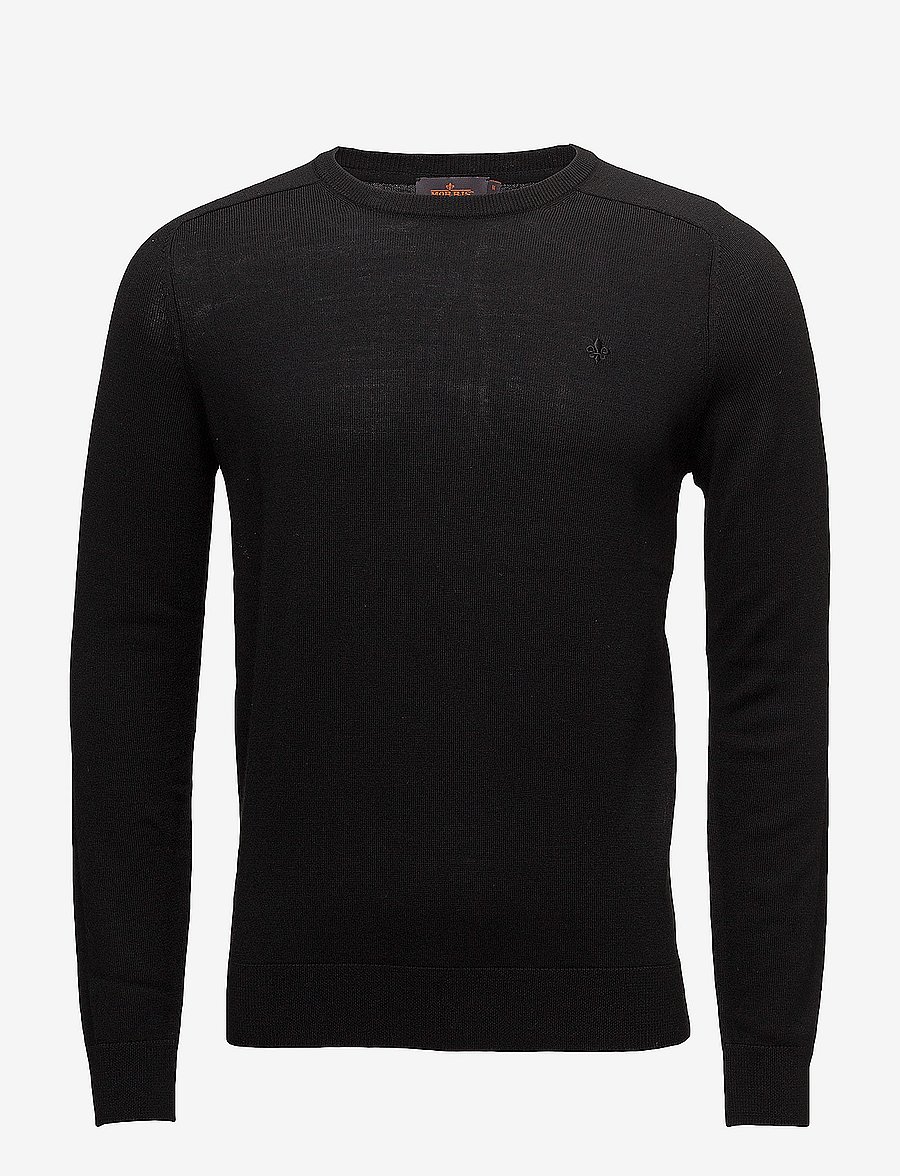 Morris - Merino Oneck - round necks - black - 0