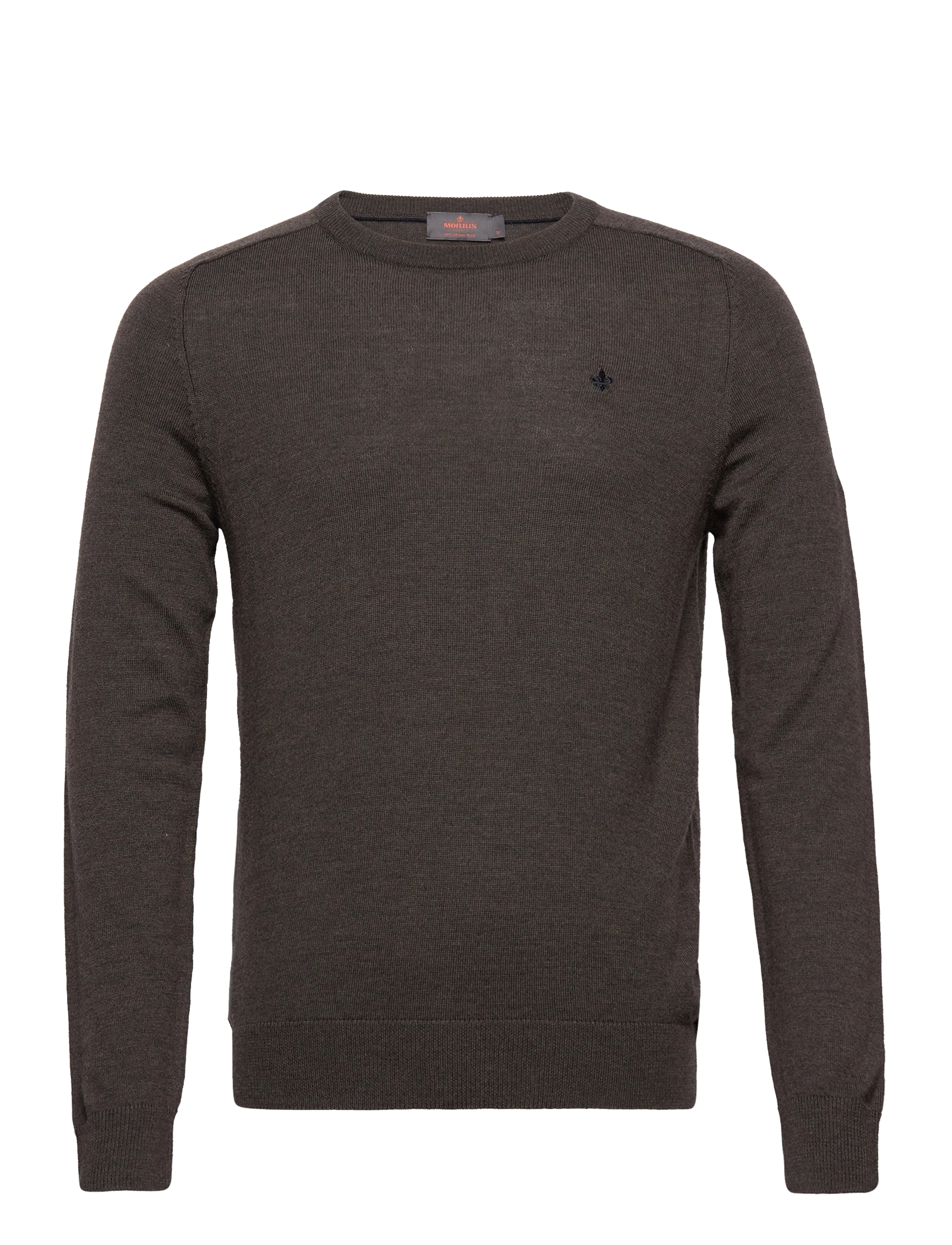 Morris Merino Oneck, Mænd, Merino Rundhals Sweater, Brun, Str: XXL