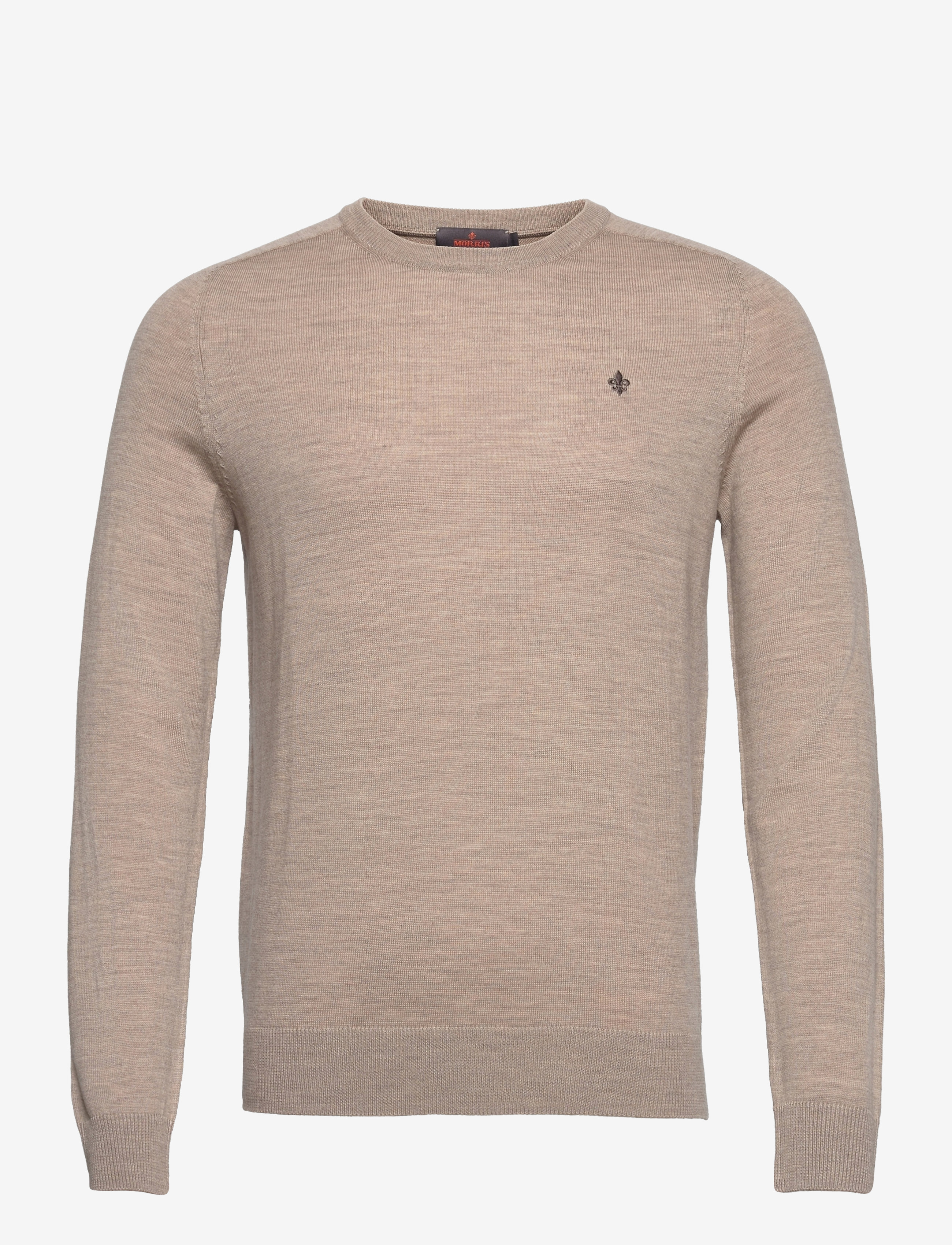 Morris Merino Oneck, Mænd, Merino Rundhals Sweater, Beige, Str: XXL