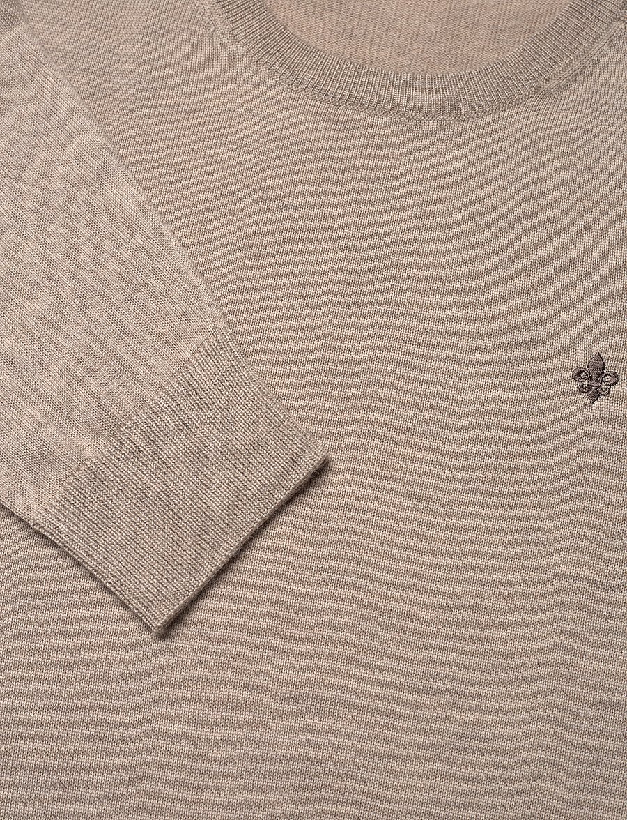 Morris - Merino Oneck - rundhalsad - khaki - 2