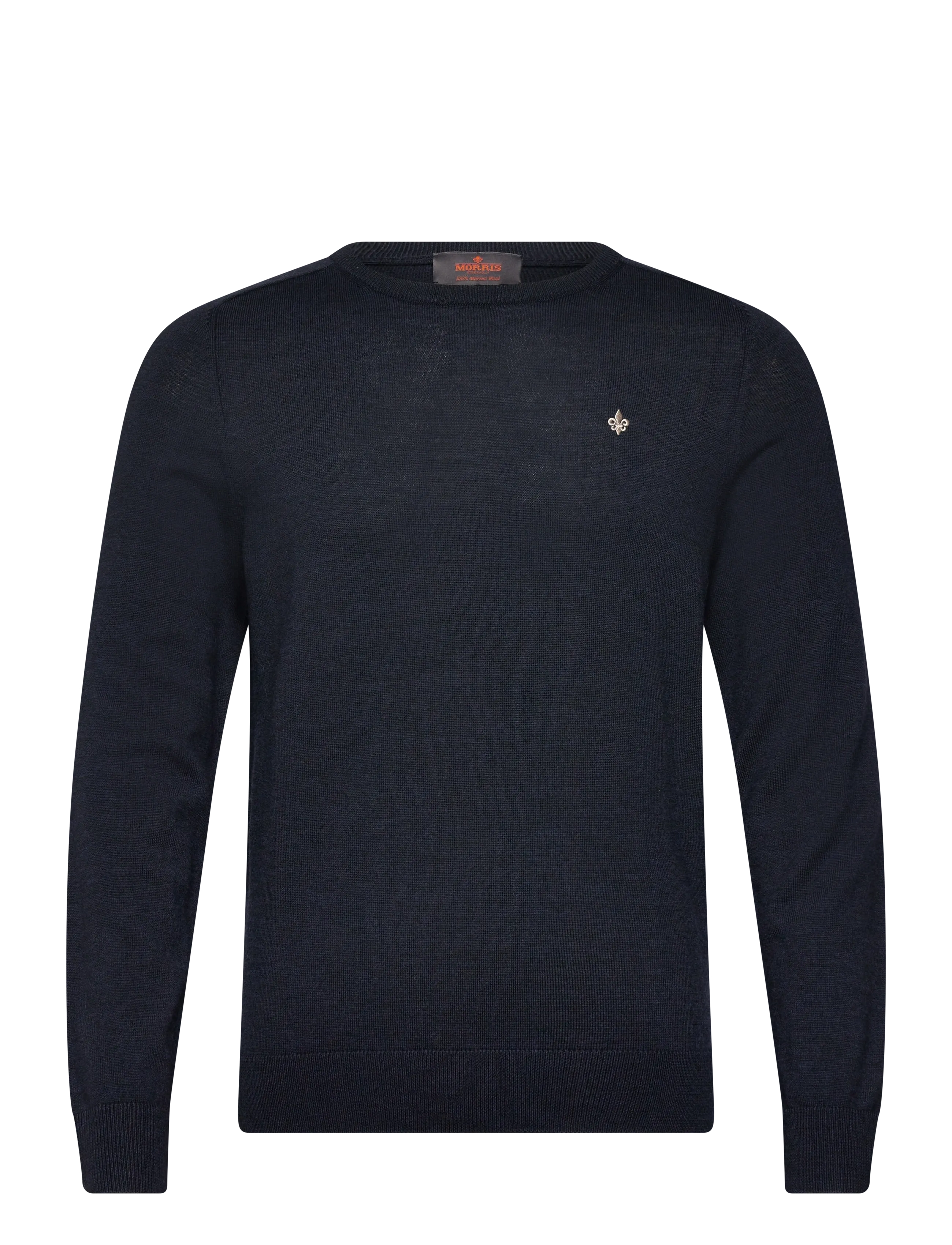 Morris Merino Oneck, Mænd, Merino Rundhals Sweater, Navy, Str: L