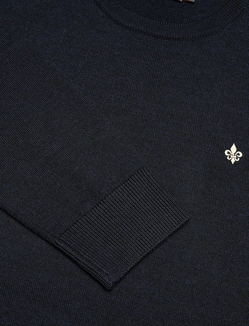 Morris - Merino Oneck - rund hals - navy - 2