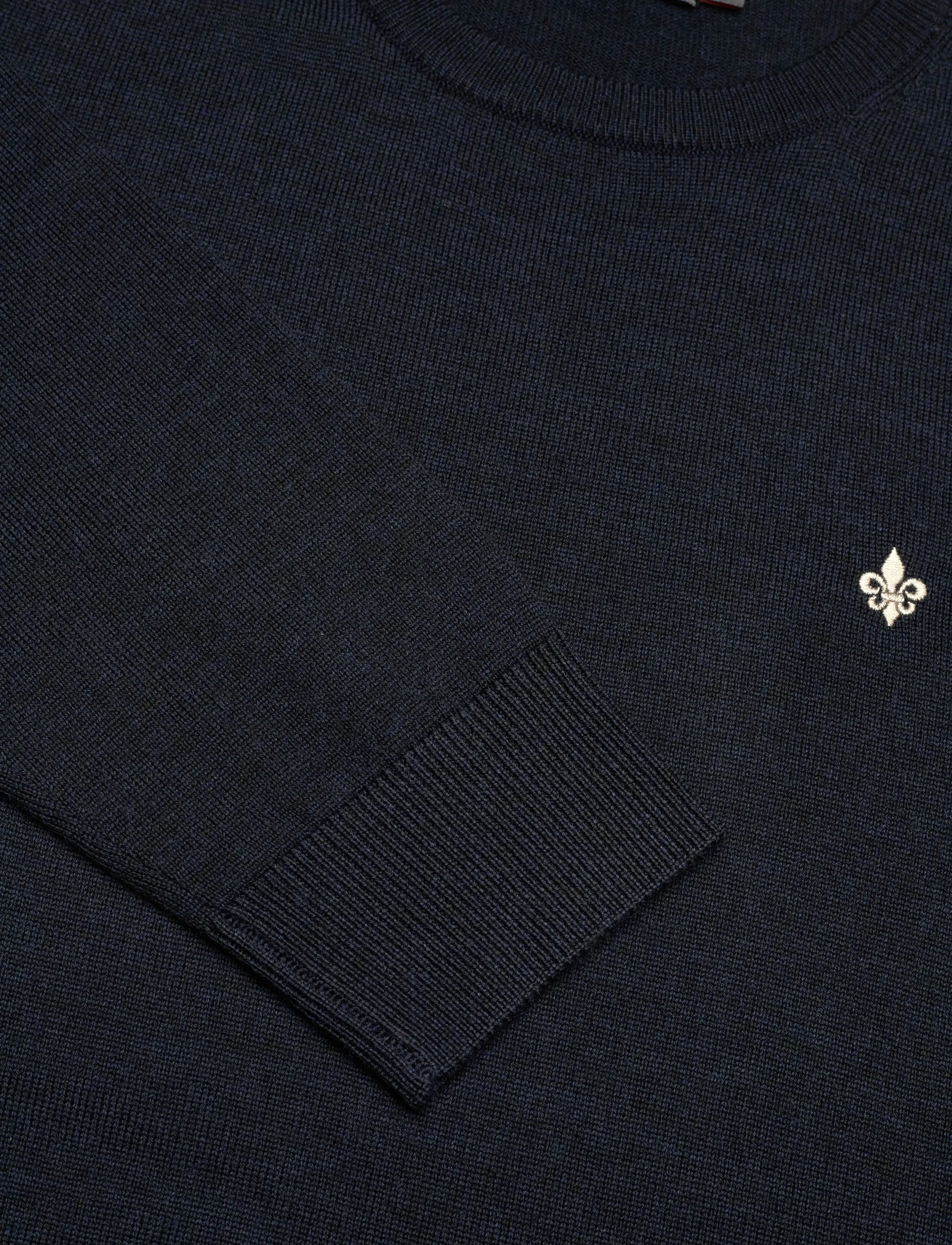 Morris - Merino Oneck - rundhals - navy - 2