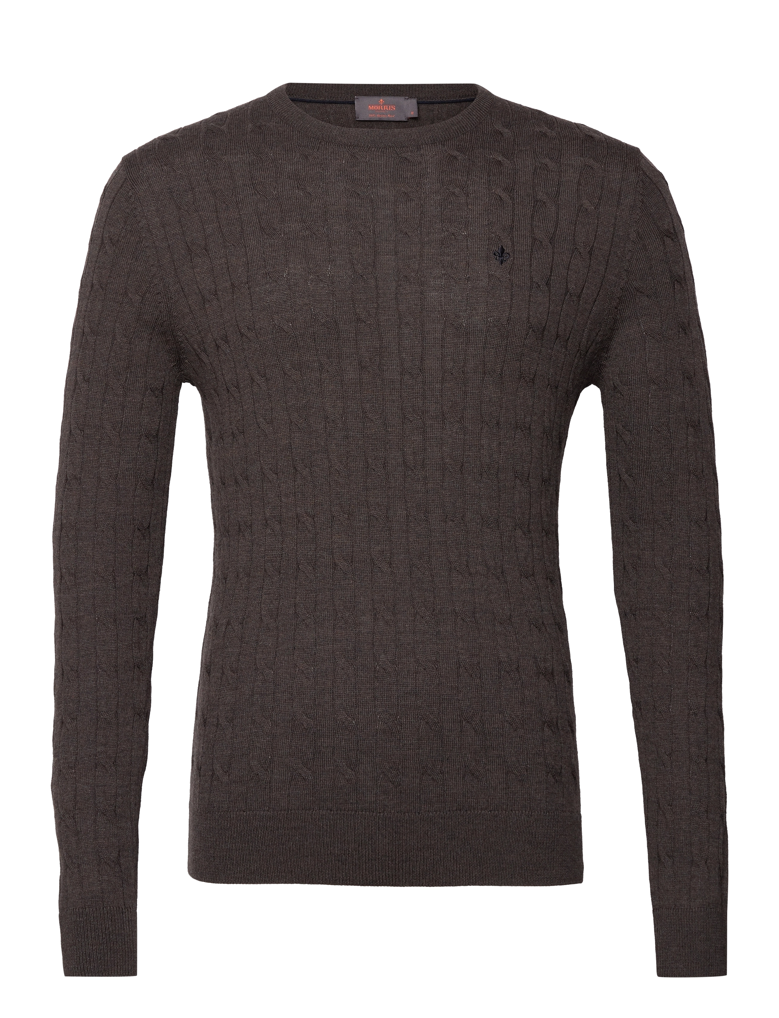 MORRIS Merino Cable Oneck Braun - L - Herren