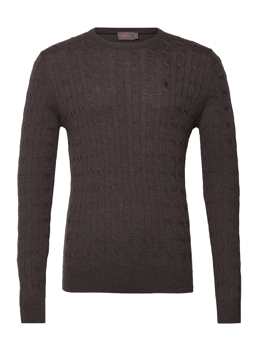 Morris - Merino Cable Oneck - rundhals - brown - 0