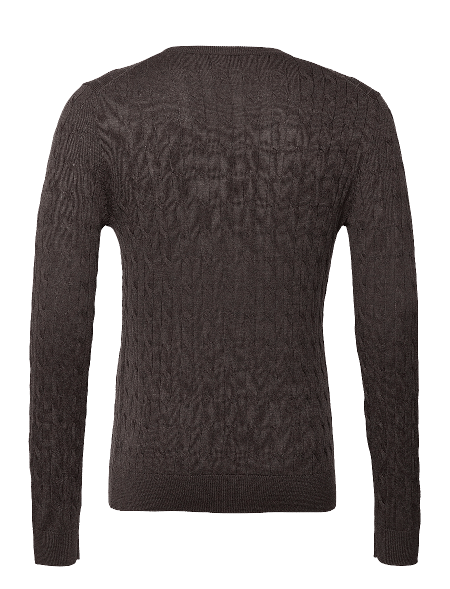 Morris - Merino Cable Oneck - rundhals - brown - 1