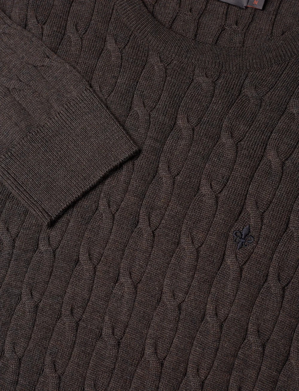 Morris - Merino Cable Oneck - rundhalsad - brown - 2