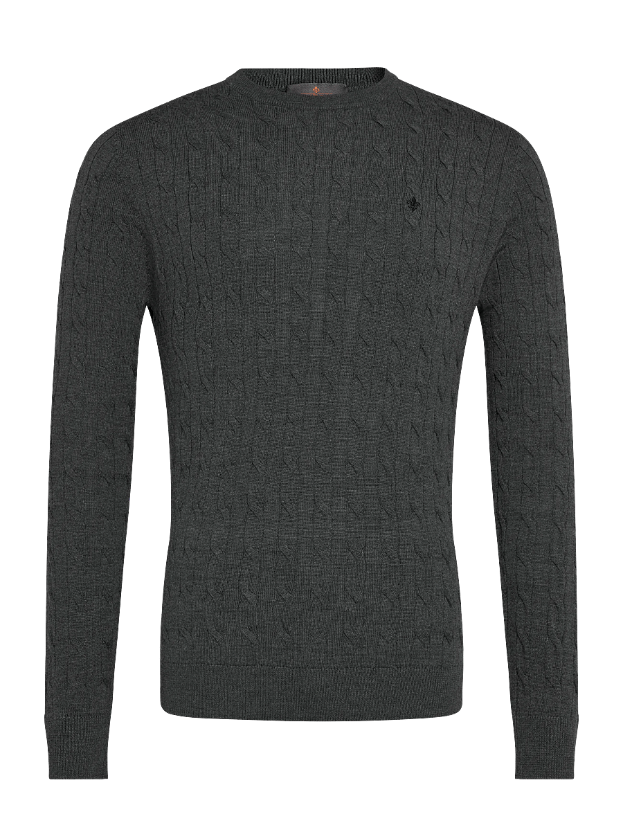 Morris - Merino Cable Oneck - rundhals - grey - 0