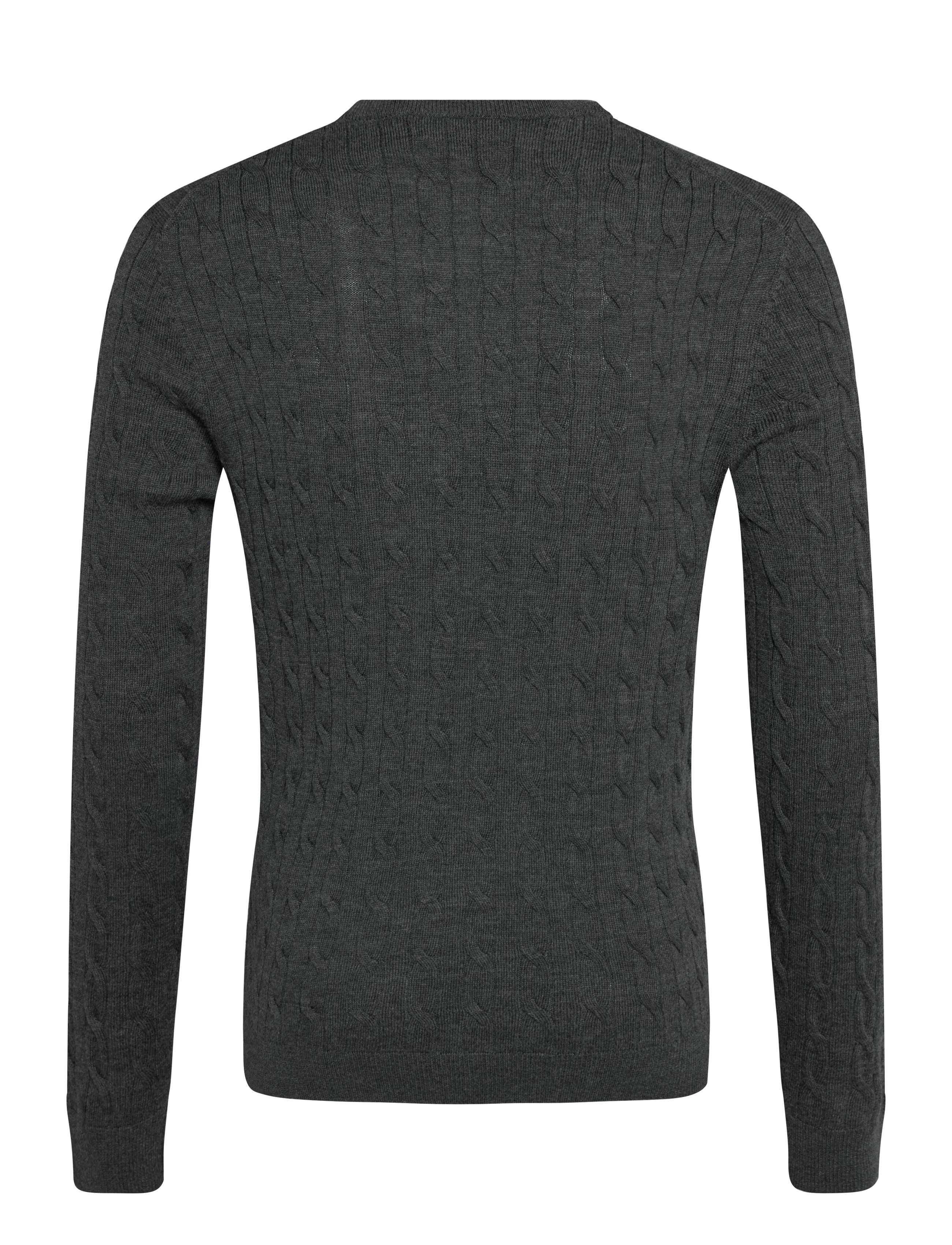 Morris - Merino Cable Oneck - rundhals - grey - 1
