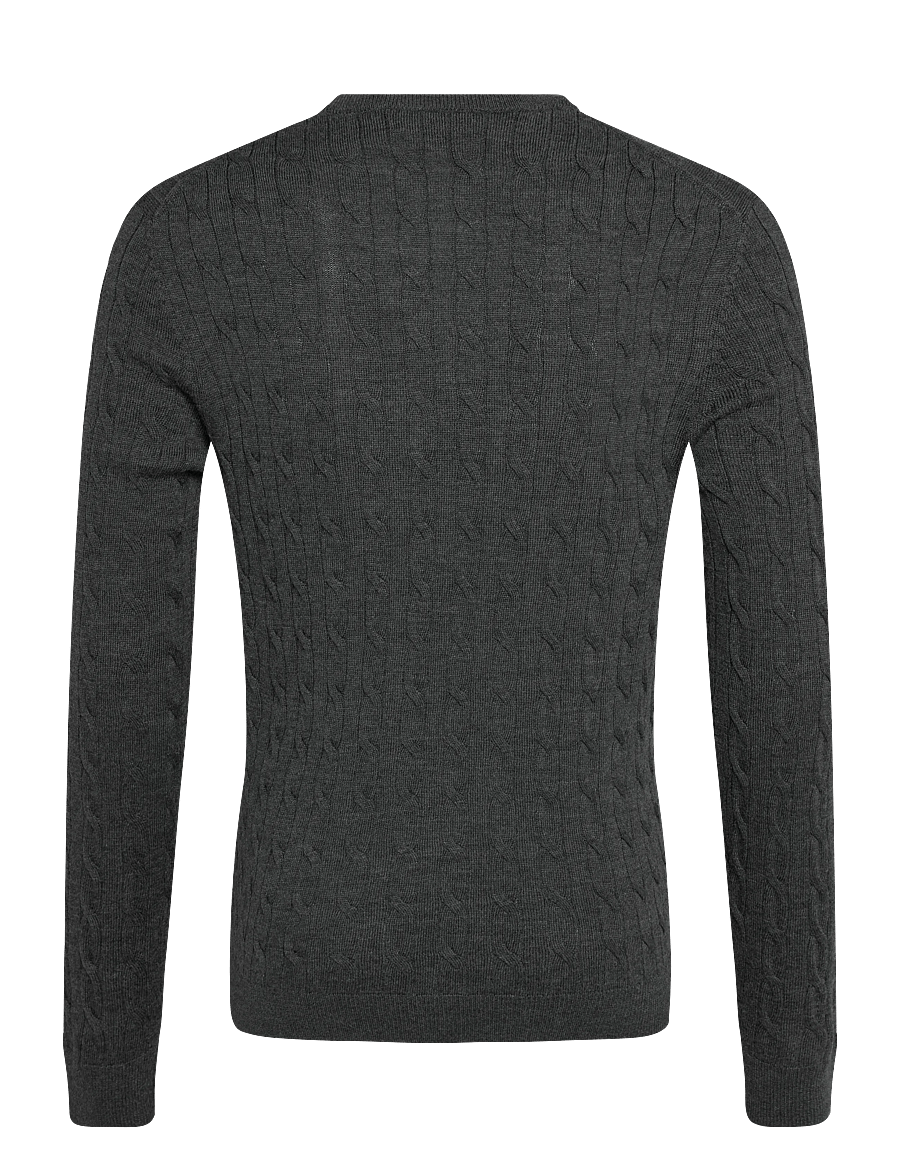 Morris - Merino Cable Oneck - rundhals - grey - 1