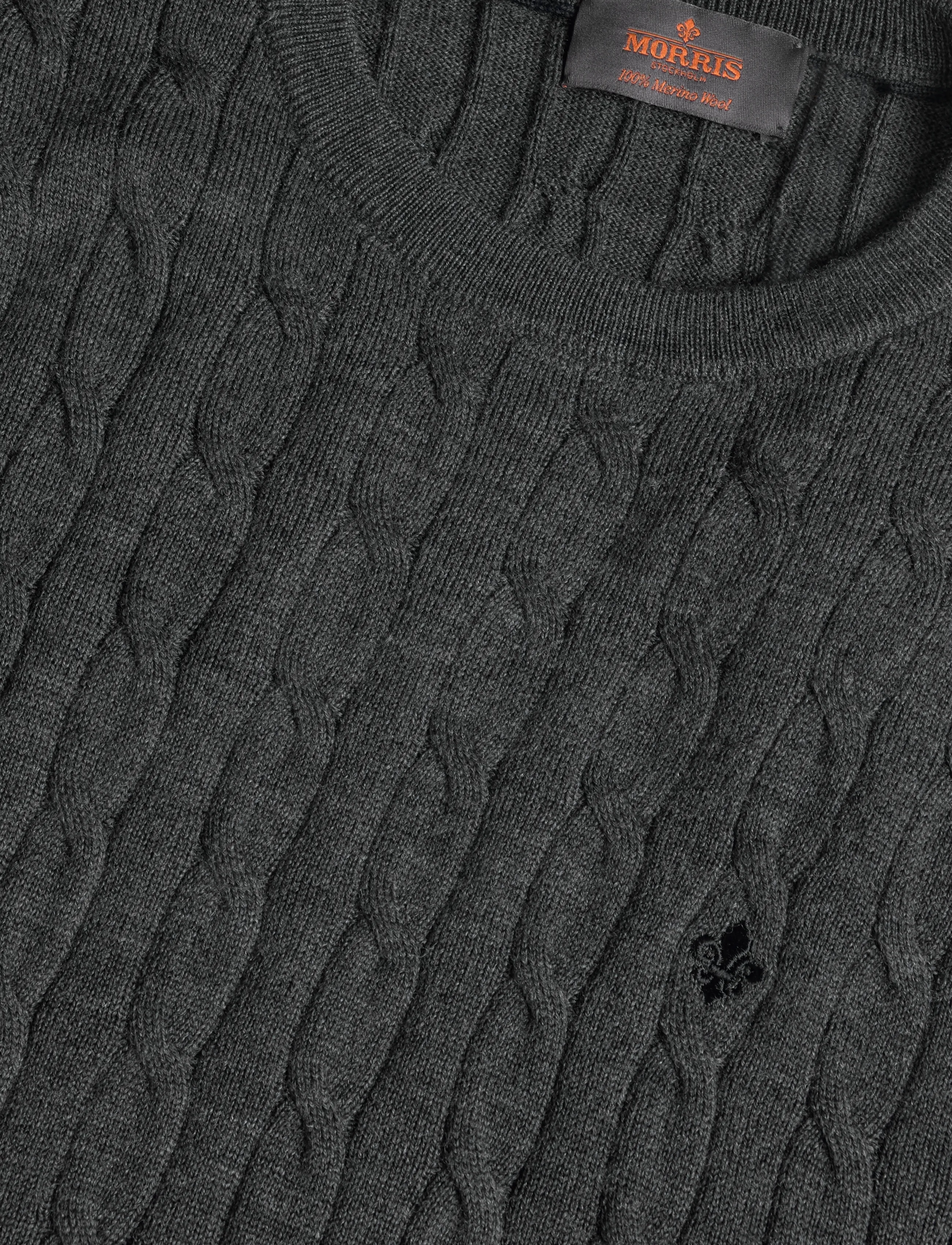 Morris - Merino Cable Oneck - rundhals - grey - 2