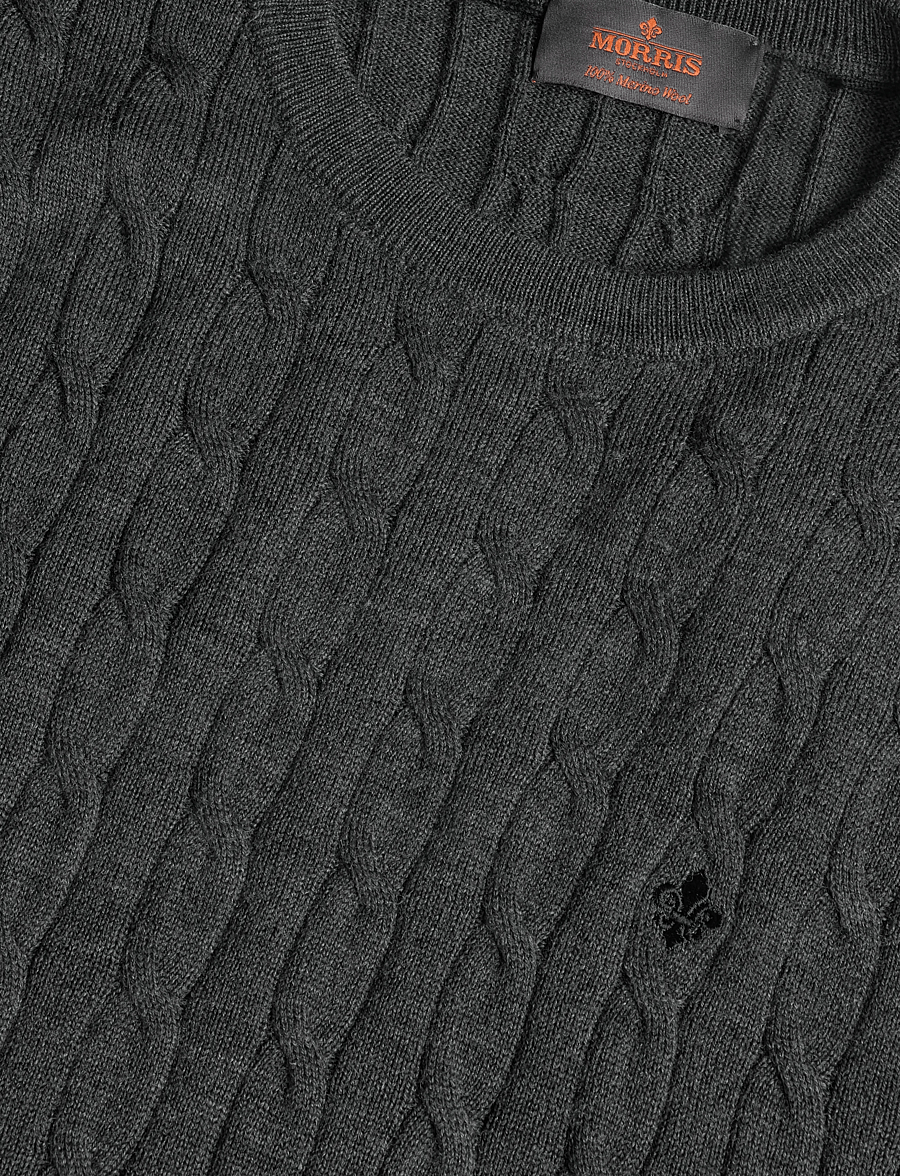 Morris - Merino Cable Oneck - rundhals - grey - 2