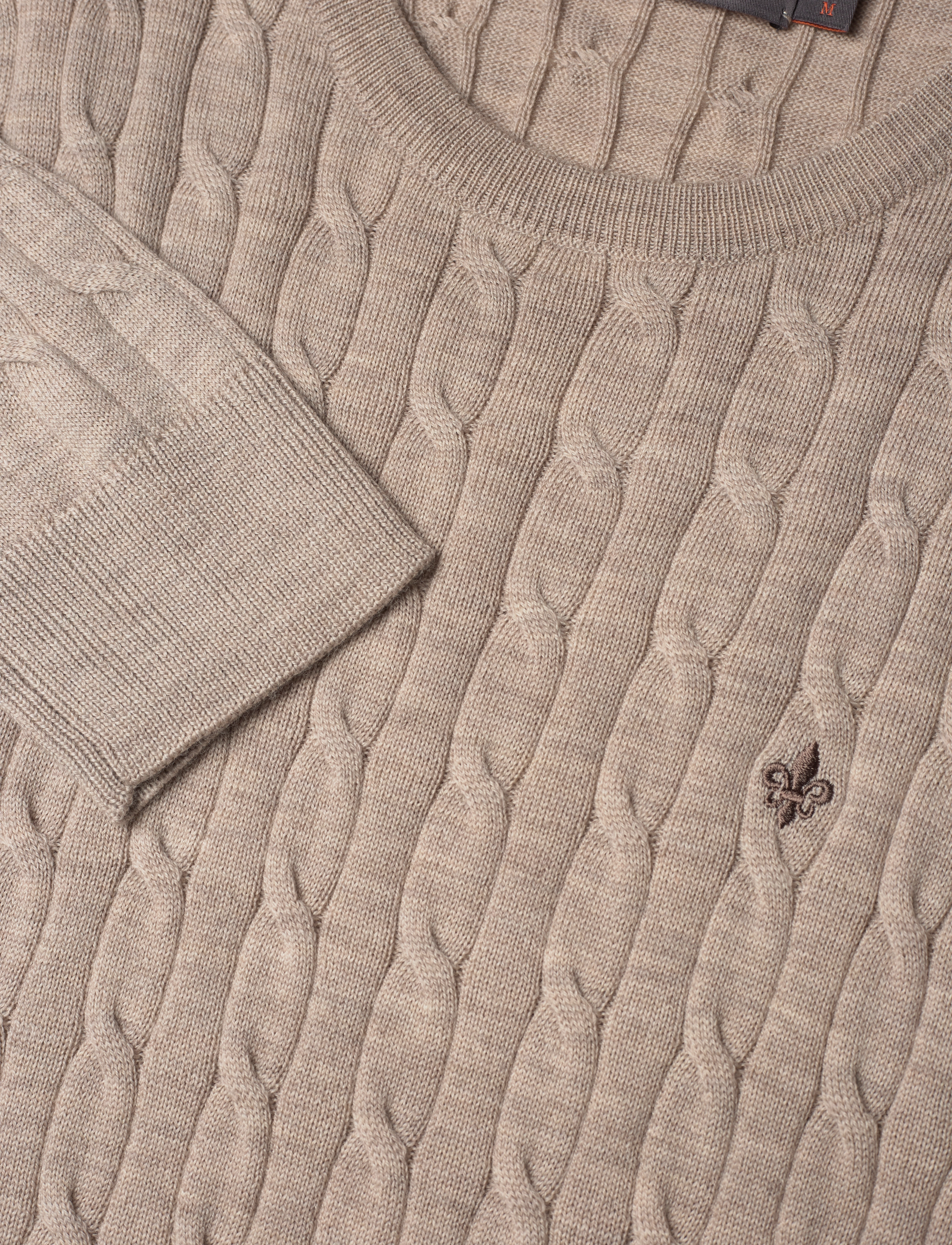 Morris - Merino Cable Oneck - strickmode - khaki - 2