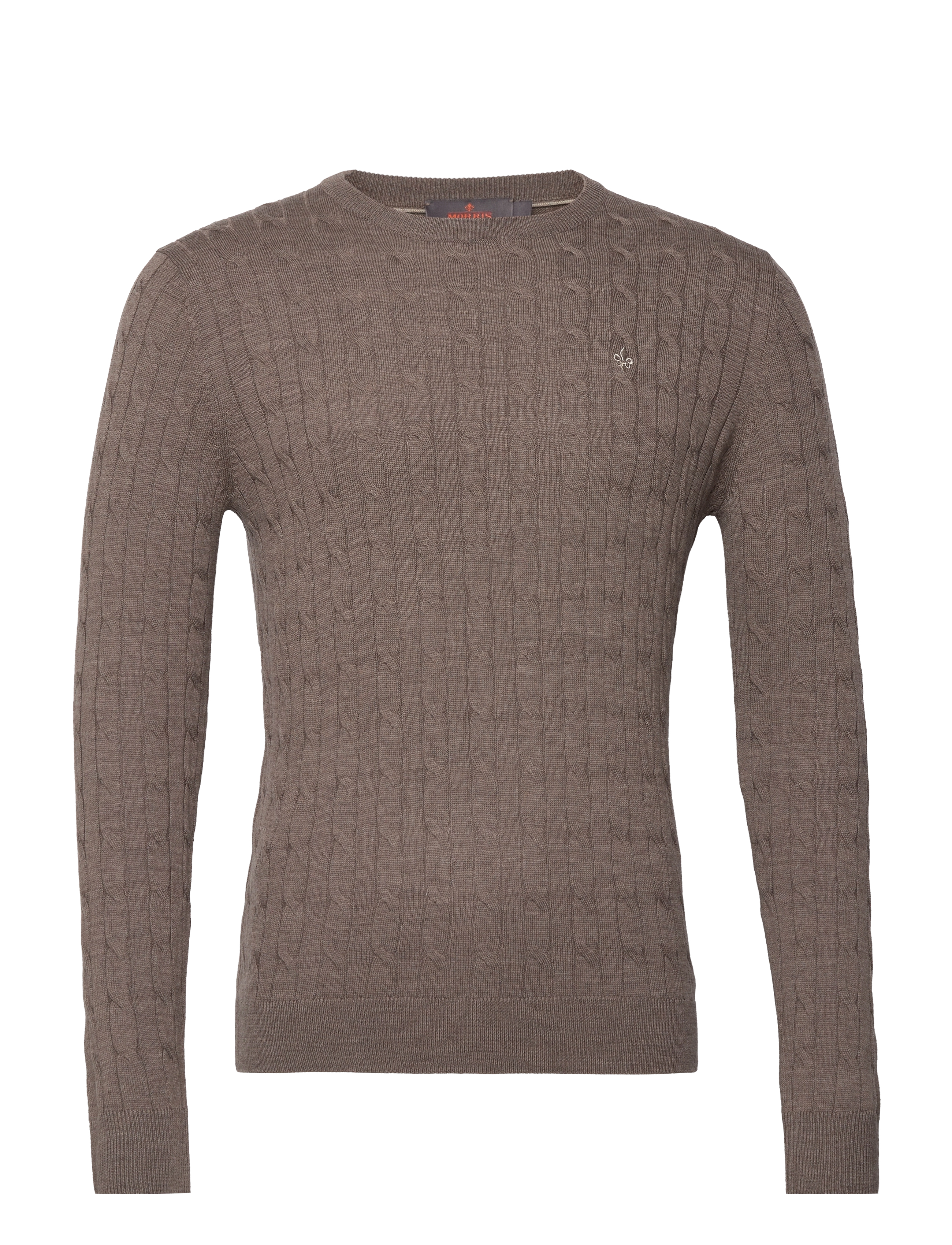 MORRIS Merino Cable Oneck Beige - XL - Herren