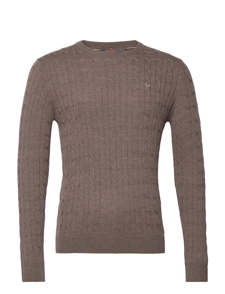 Morris - Merino Cable Oneck - Ümmarguse kaelusega kudumid - light brown - 0