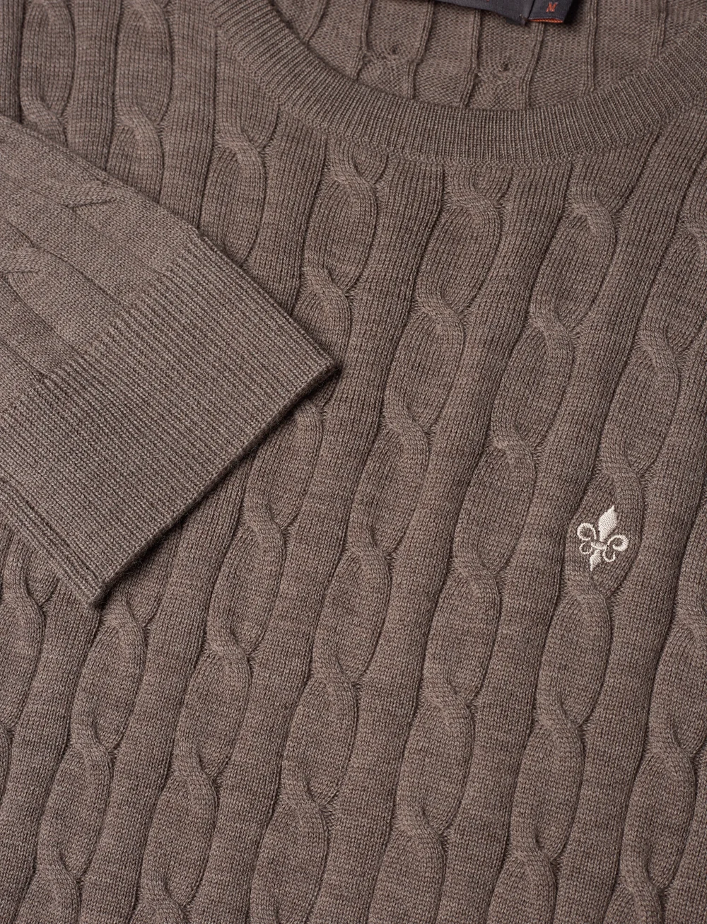 Morris - Merino Cable Oneck - rundhalsad - light brown - 2