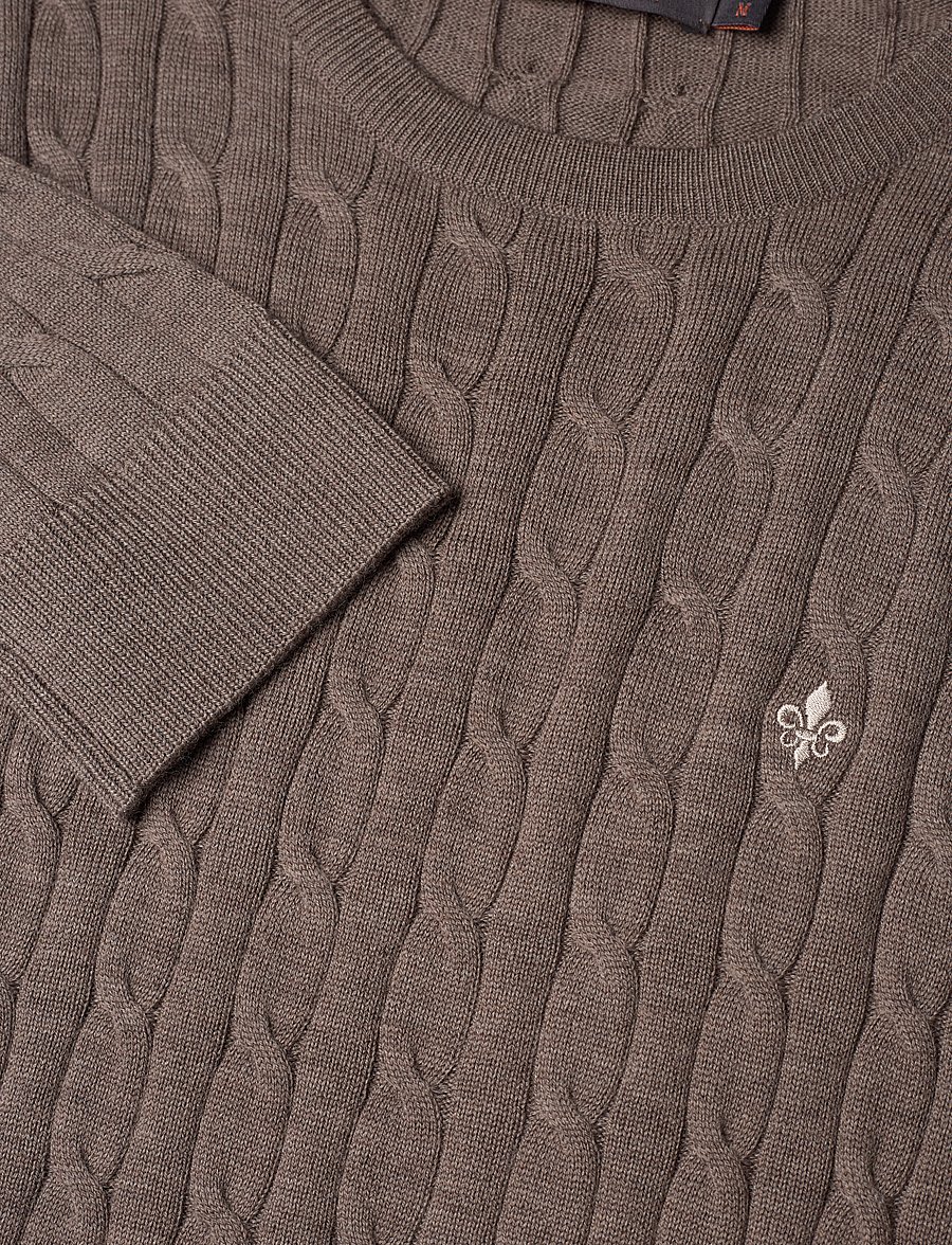 Morris - Merino Cable Oneck - Ümmarguse kaelusega kudumid - light brown - 2