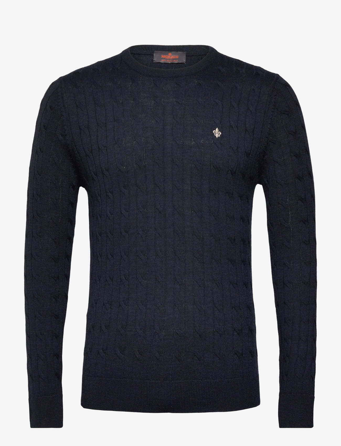 Morris - Merino Cable Oneck - rundhalsad - navy - 0
