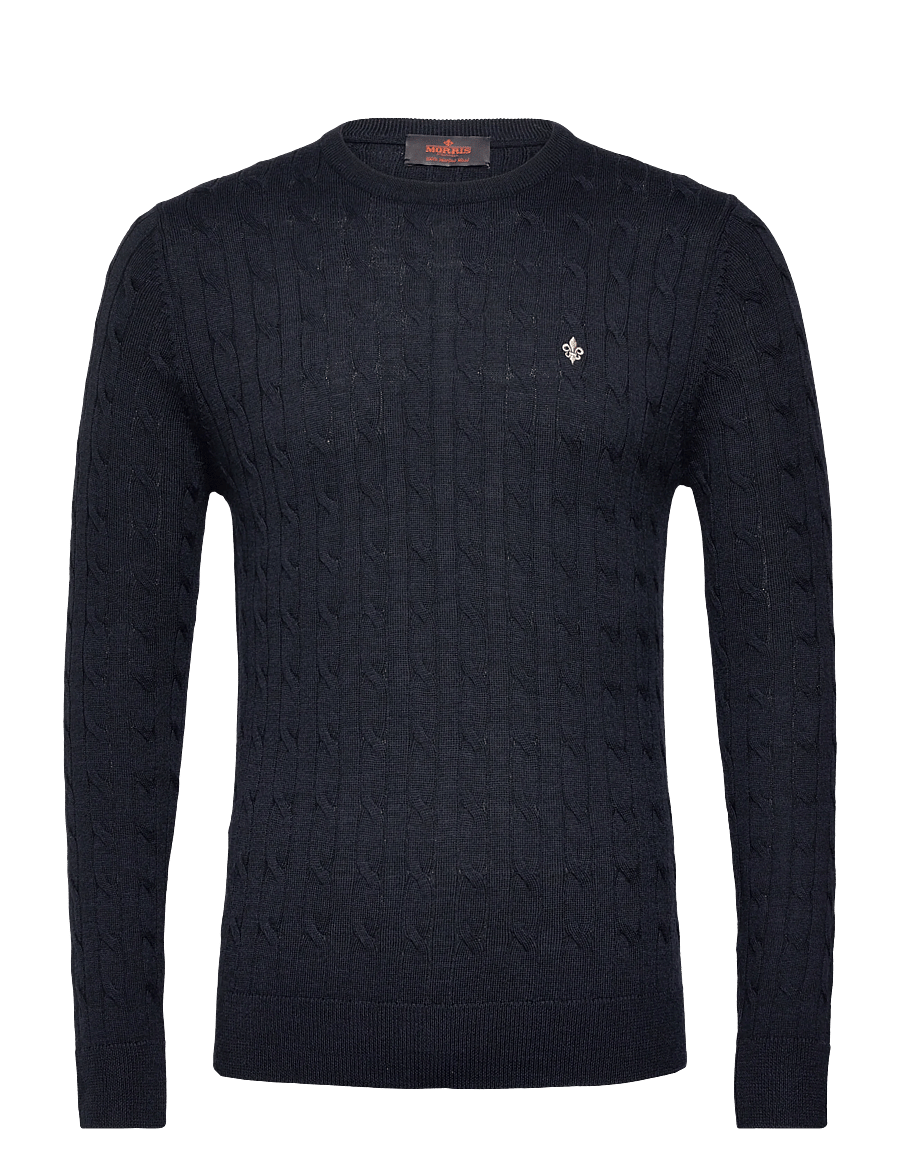 Morris - Merino Cable Oneck - Ümara kaelusega - navy - 0
