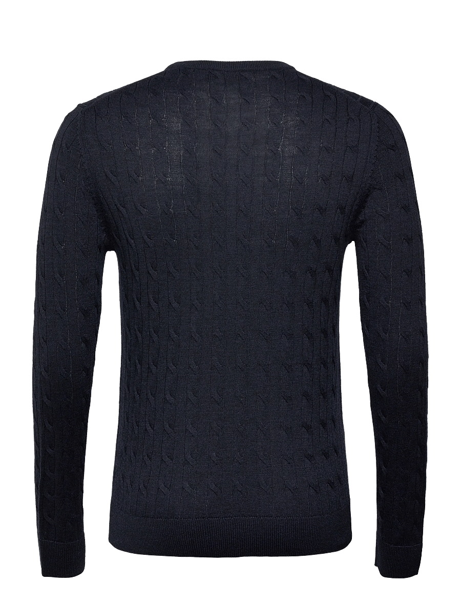 Morris - Merino Cable Oneck - Ümara kaelusega - navy - 1