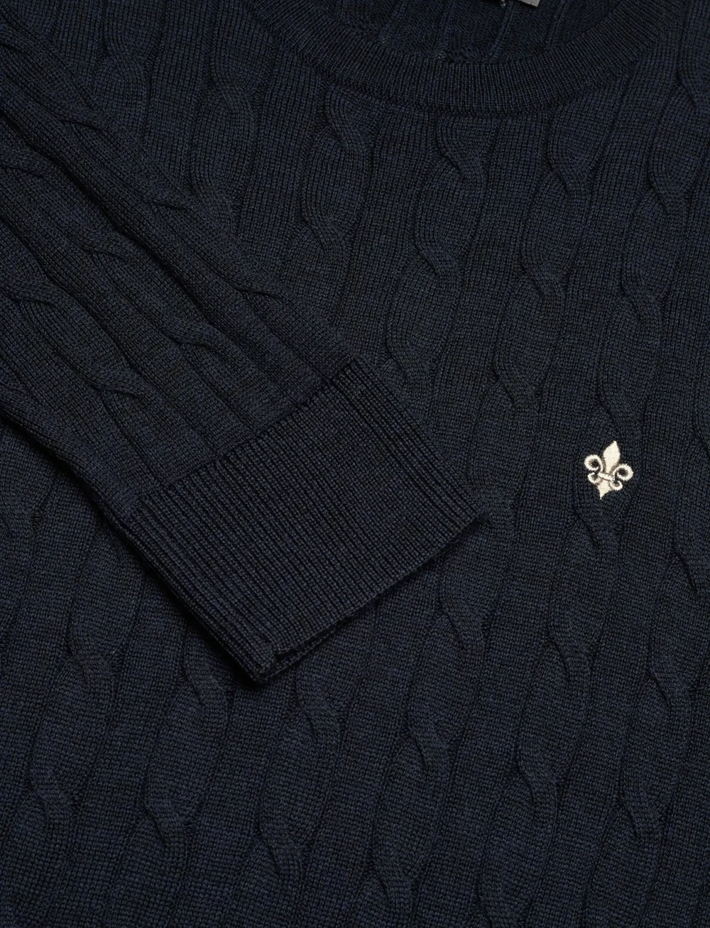 Morris - Merino Cable Oneck - Ümmarguse kaelusega kudumid - navy - 2