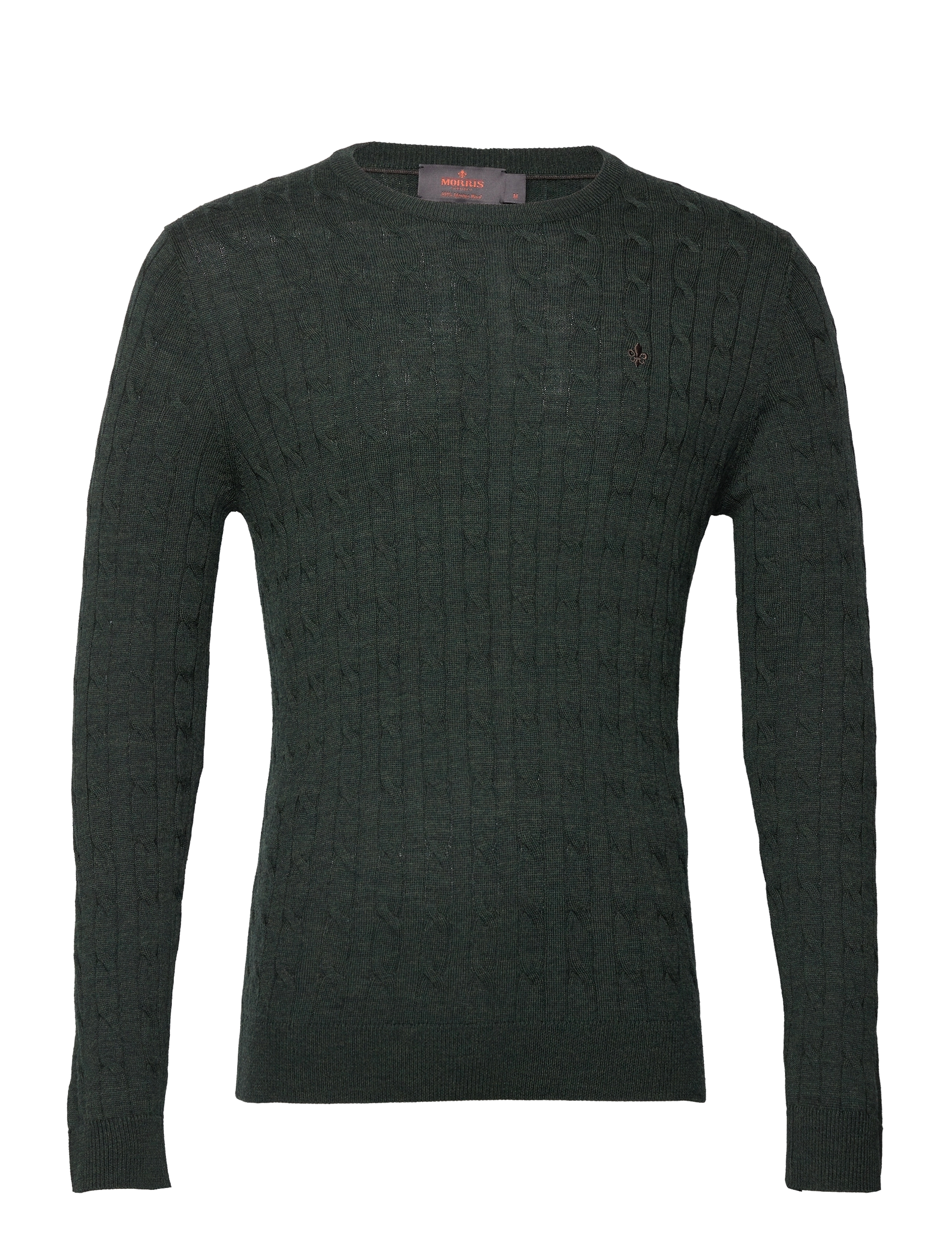 MORRIS Merino Cable Oneck Grün - XXL - Herren