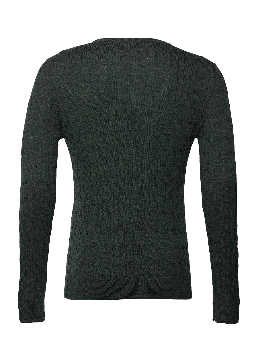 Morris - Merino Cable Oneck - rundhals - olive - 1