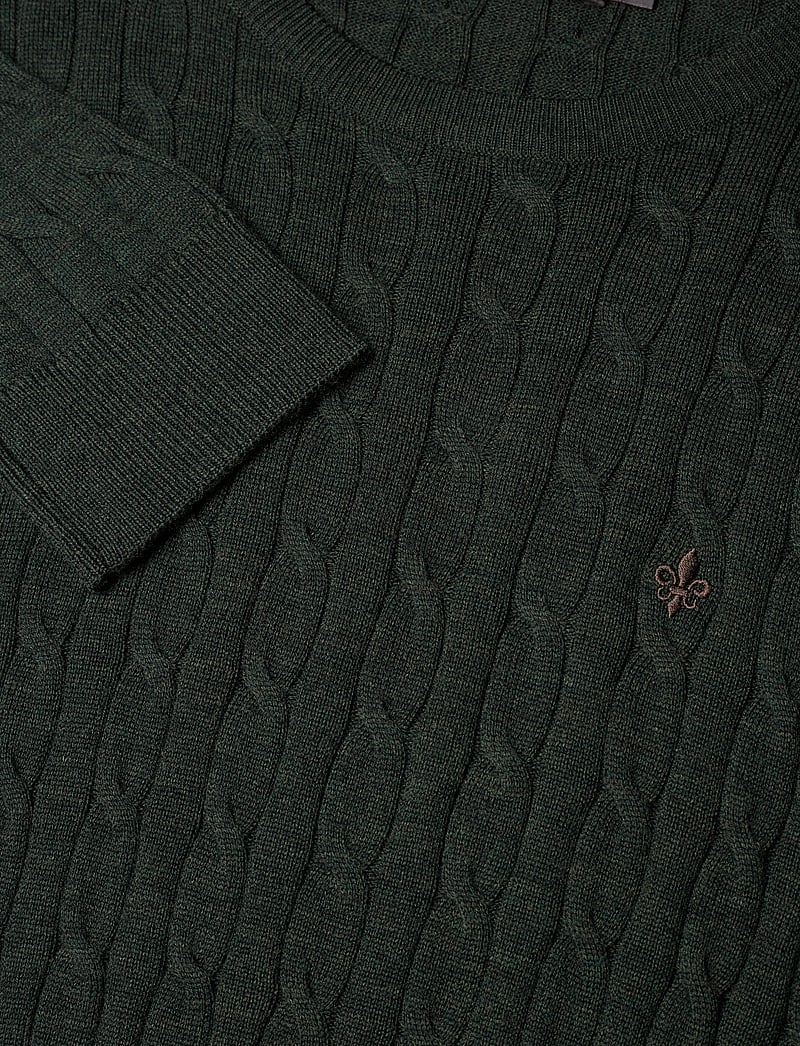 Morris - Merino Cable Oneck - rundhals - olive - 2